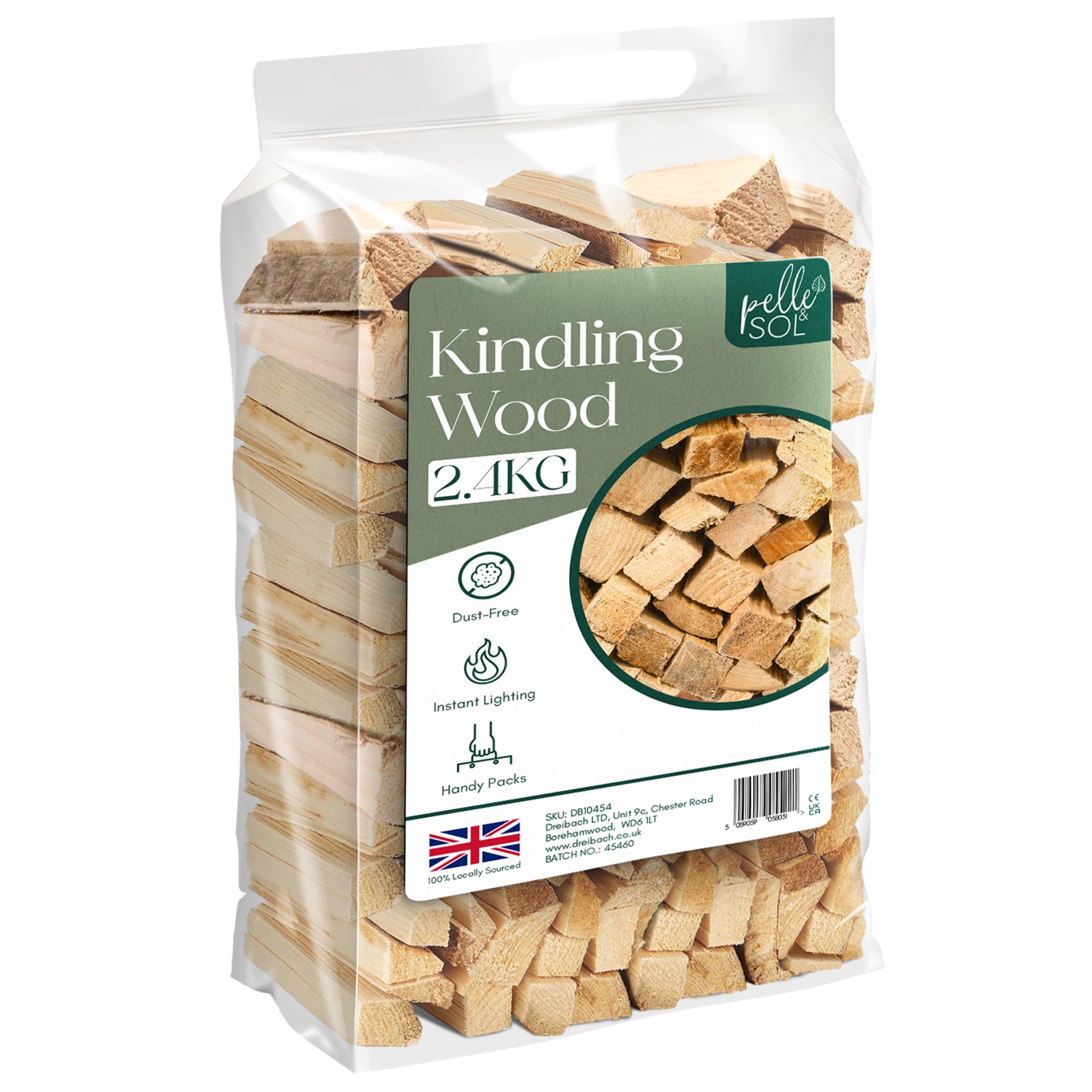 Pelle & Sol Log 2.4KG Kindling Wood - 1 Pack Kindling Wood Burner, Grate, Fire Pit or BBQ, Kindling Fire Woods for Log Burners, Pizza Oven – Genuine Log Barn Firewood