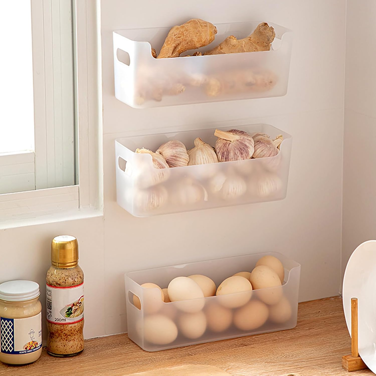 2 Pcs Kitchen Cabinet Door Organizer,Adhesive Mount Inside Cabinet Door Storage,Under Sink Door Storage Shelf for Kitchen,Bathroom,Office,Garage,Craft Room(Transparent)