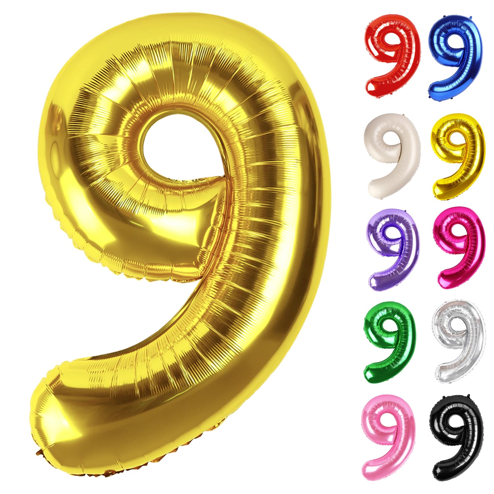 Gold Number 9 Balloon 40 Inch, 9 Balloon Number, 9th Birthday Decorations, Gold Party Supplies for Boys Girls