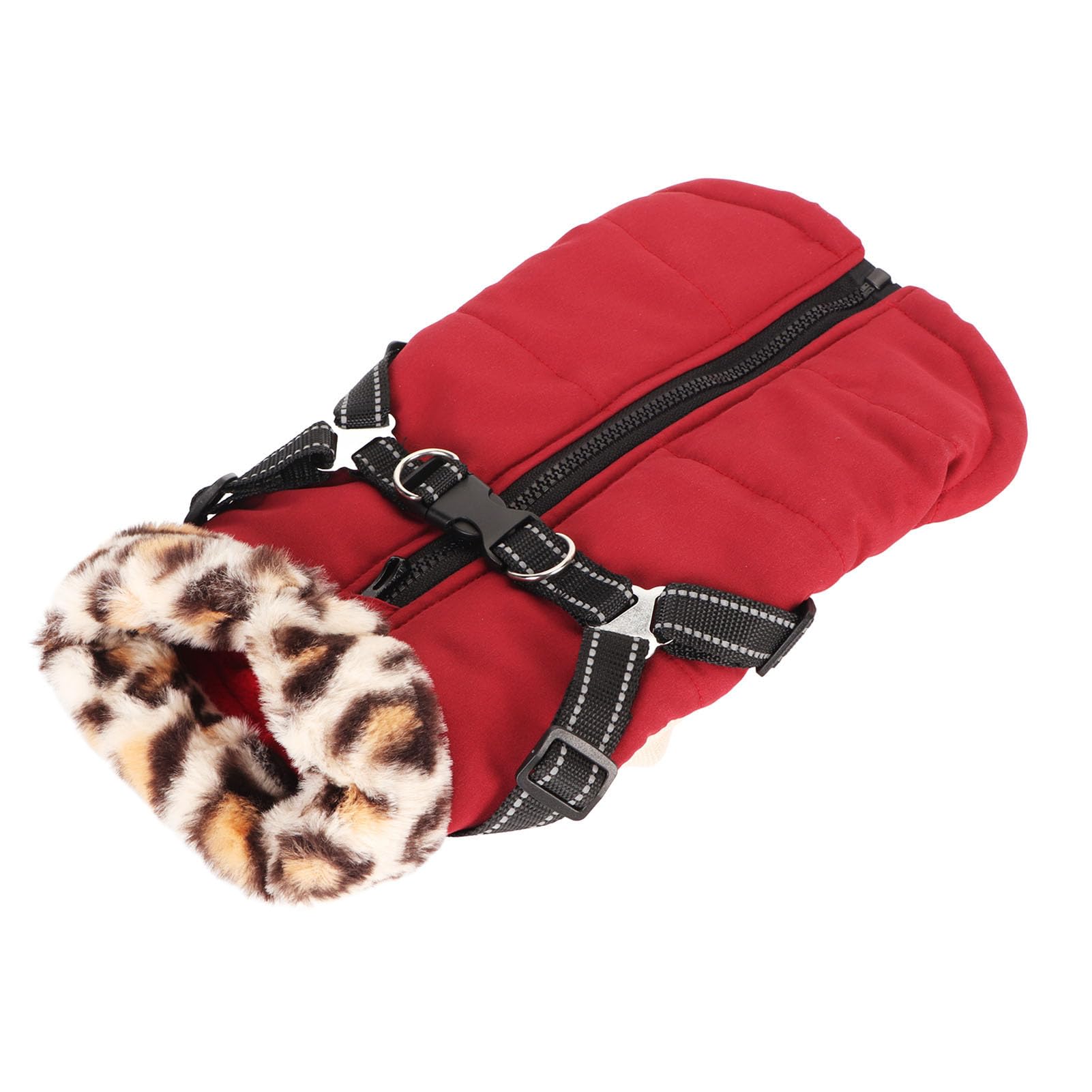 Muiltvoe Warm Dog Coat, Reflective Windproof Puppy Vest with Adjustable Harness, for Autumn Winter Outdoor Travel (M)