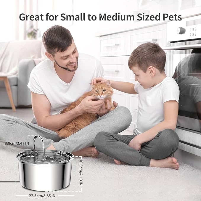 Fuente de Agua para Gatos Tomxcute Acero Inoxidable 3.2L Automática miniatura 7