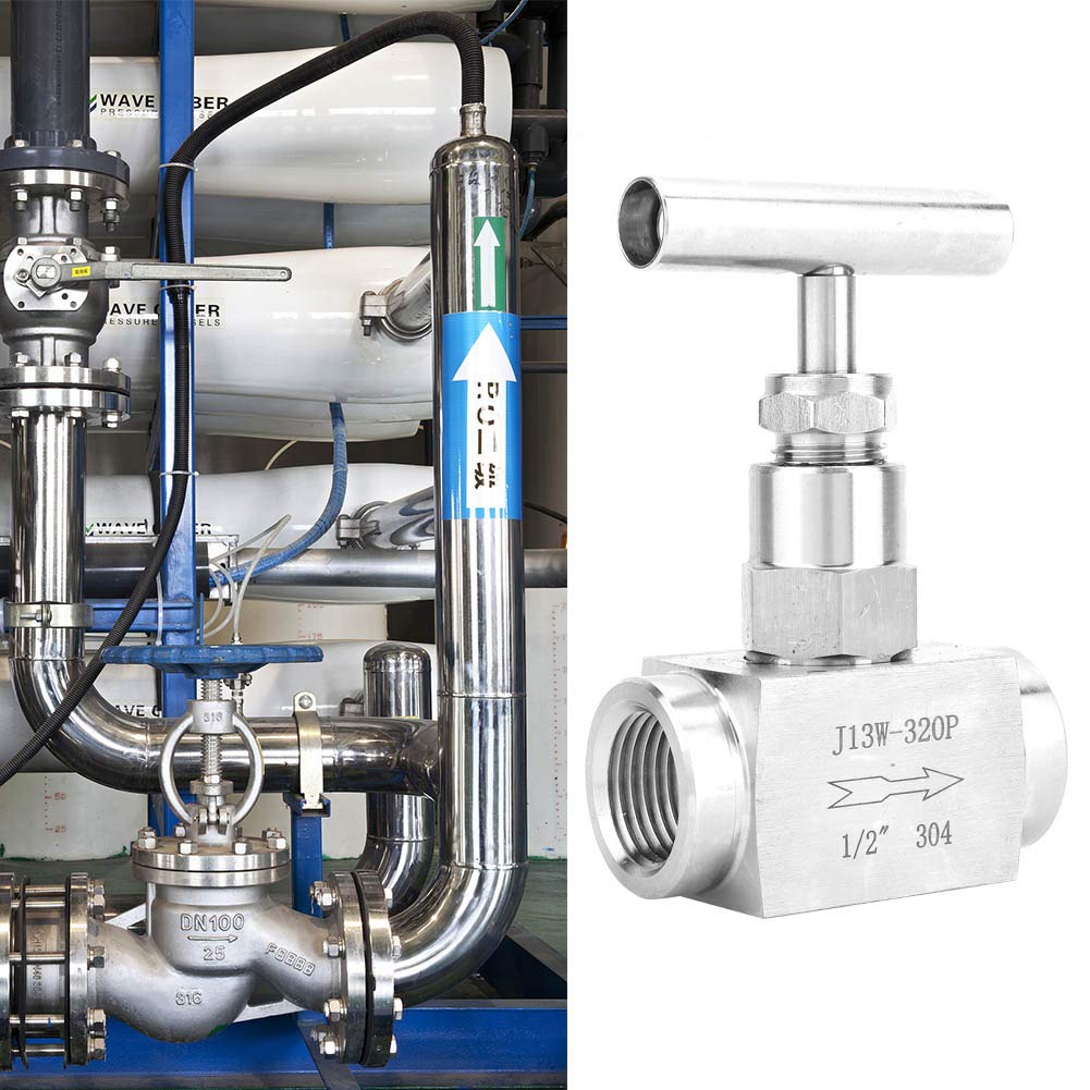 Vanne à Pointeau Droite Haute Pression en Acier Inoxydable BSPP Filetage Femelle Vanne à Pointeau Droite pour L'eau, L'huile, la Transmission de Carburant (1/2in)