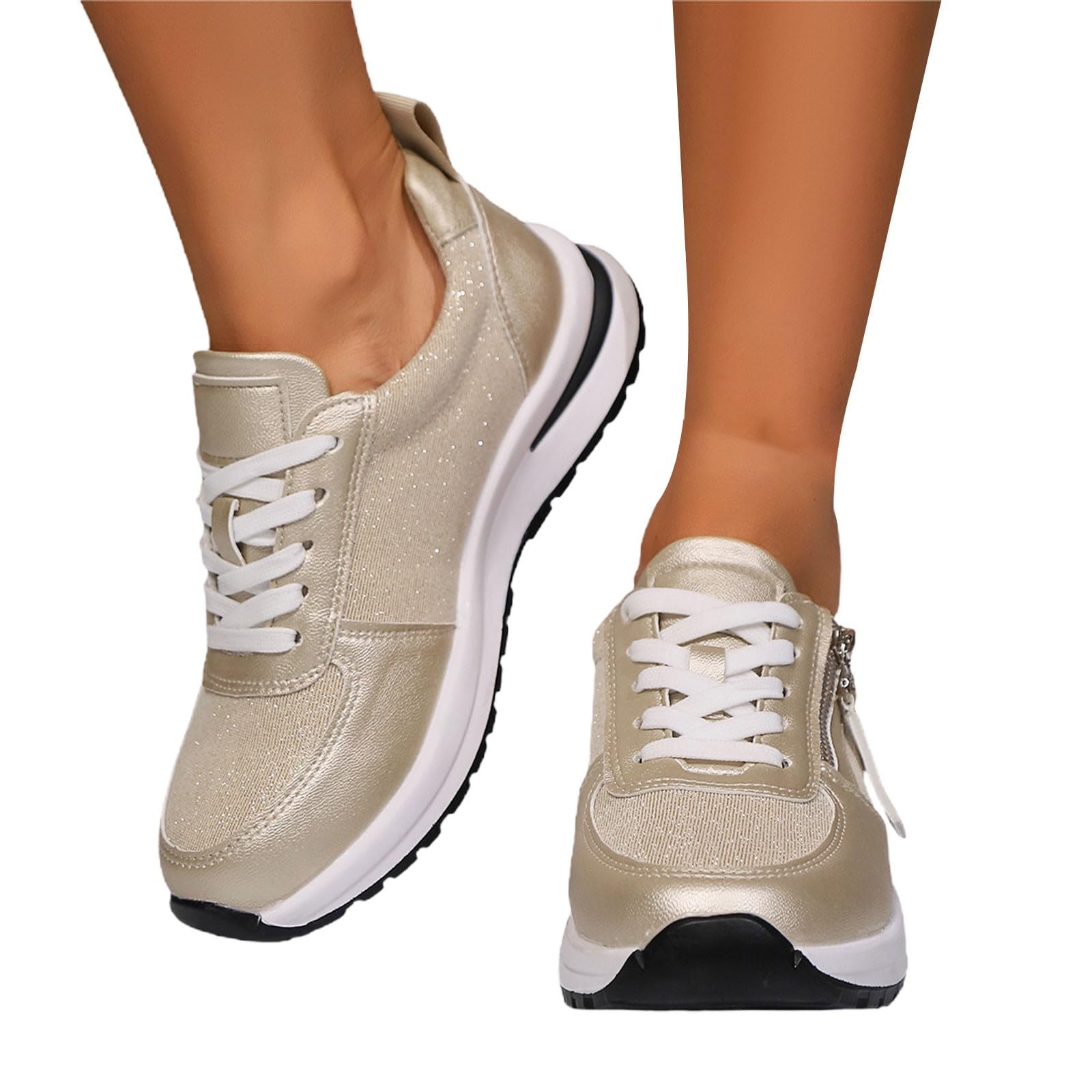 Sneakers Donna Estive con Platform - Scarpe da Ginnastica Corsa Sportive | Sneakers Suola Comfort Antiscivolo Con Cerniera Scarpe Basse Impermeabili Ammortizzate Sneaker Passeggio E Fitness