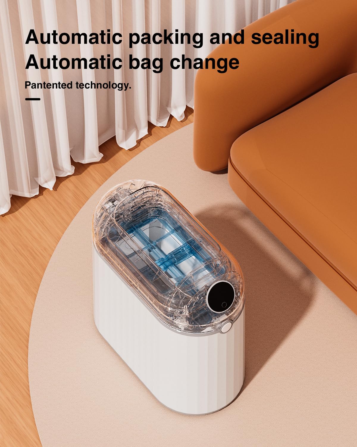 Automatischer berührungsloser Badezimmer-Mülleimer, automatisches Absacken und Versiegeln, intelligenter Bewegungsmelder-Mülleimer mit Deckel, 2,7 Gallonen, wasserdicht, kleiner
