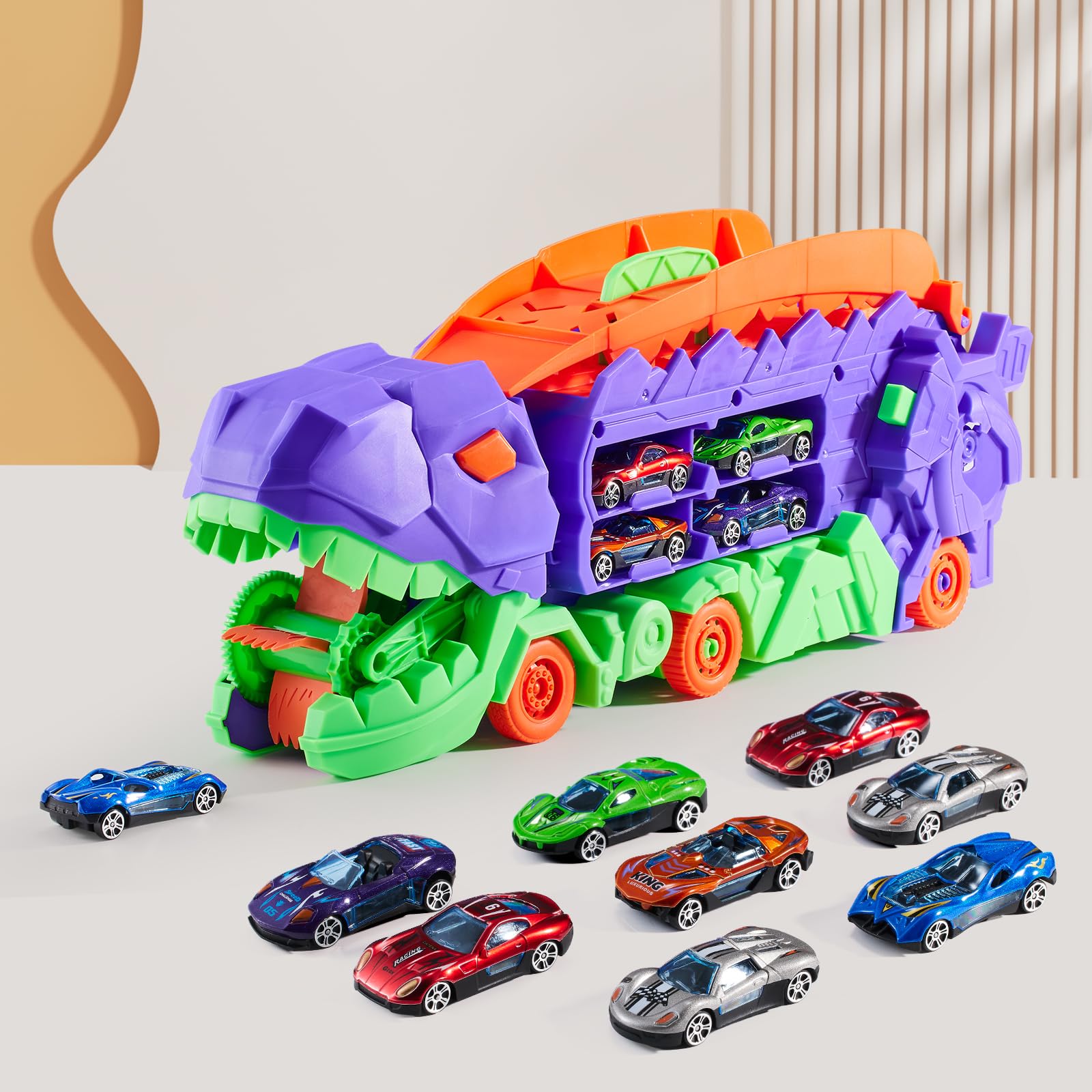 恐竜 トラック 輸送車 キャリア 恐竜の足跡 レース プレゼント 車7個セット Amazon.co.jp: 恐竜キャリアトラック 恐竜輸送車 恐竜トラック