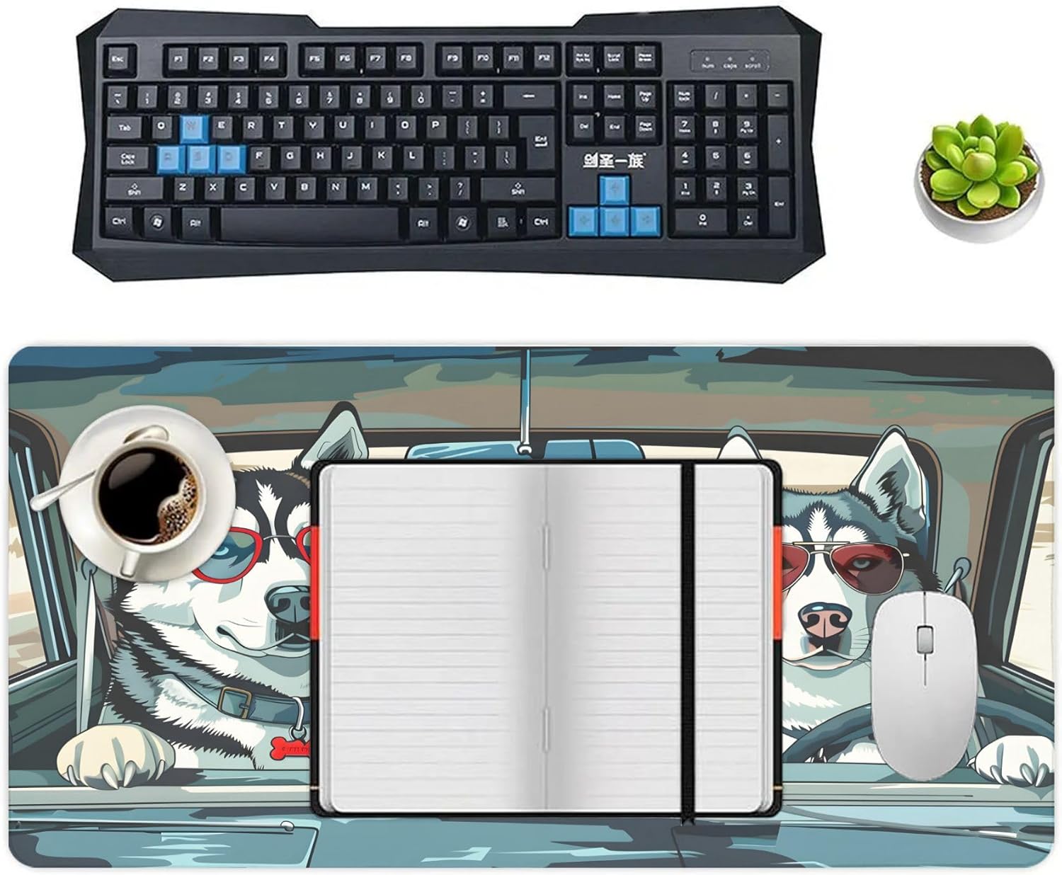 XXL Gaming Mouse Pad Animal Drive Dog XXL Gaming Mouse Pad Large Desk Mat Protector for Desktop, Anti-Slip Rubber Extended Computer Keyboard Mat Writing Pad for Work Office, 15.7 * 35.4 in,B-1757
