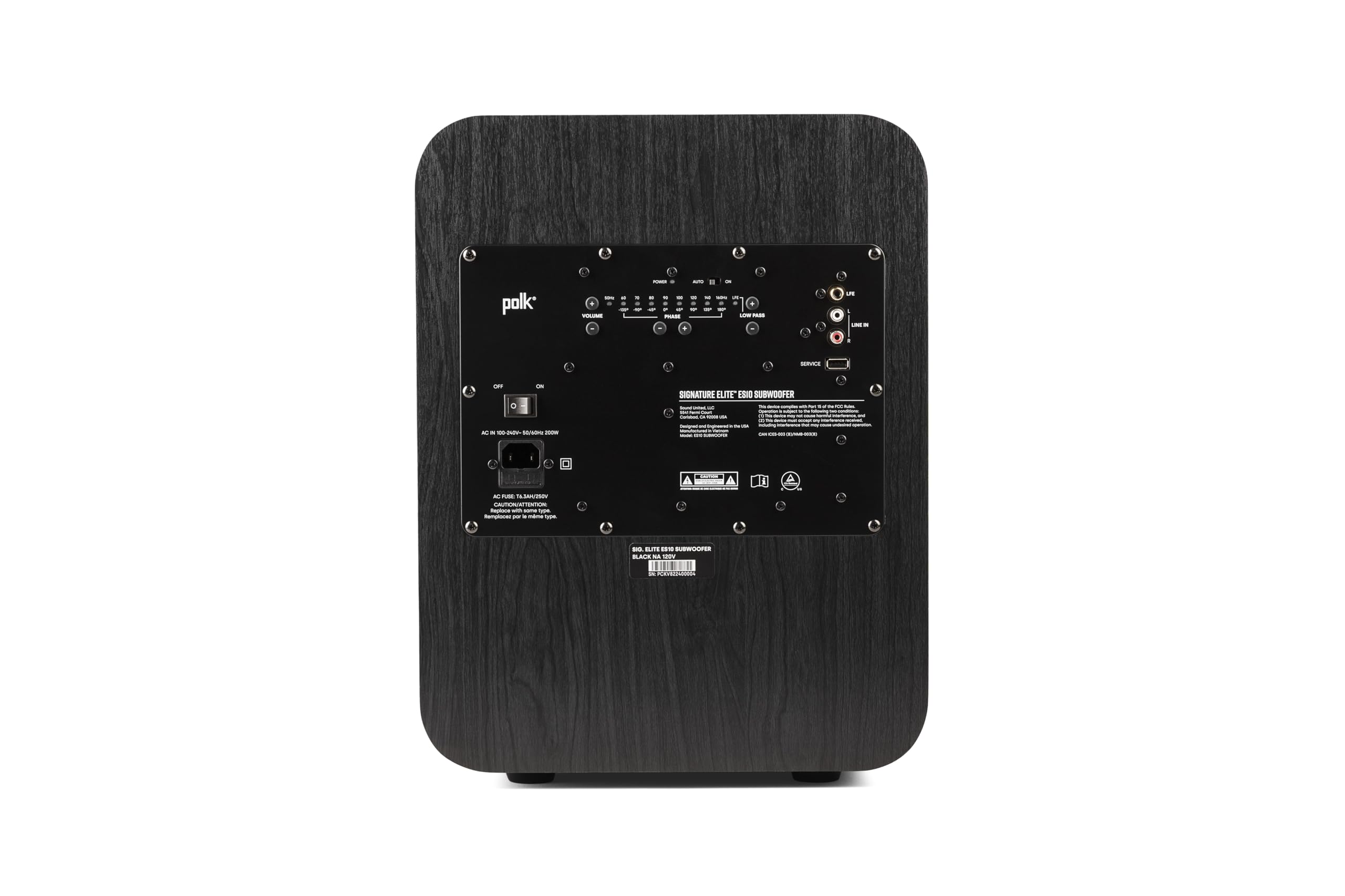 Polk Audio Signature Elite ES10 Subwoofer, Caisson de Basses 10" avec amplificateur Classe D, Technologie Power Port et contrôle de Phase Time Smart