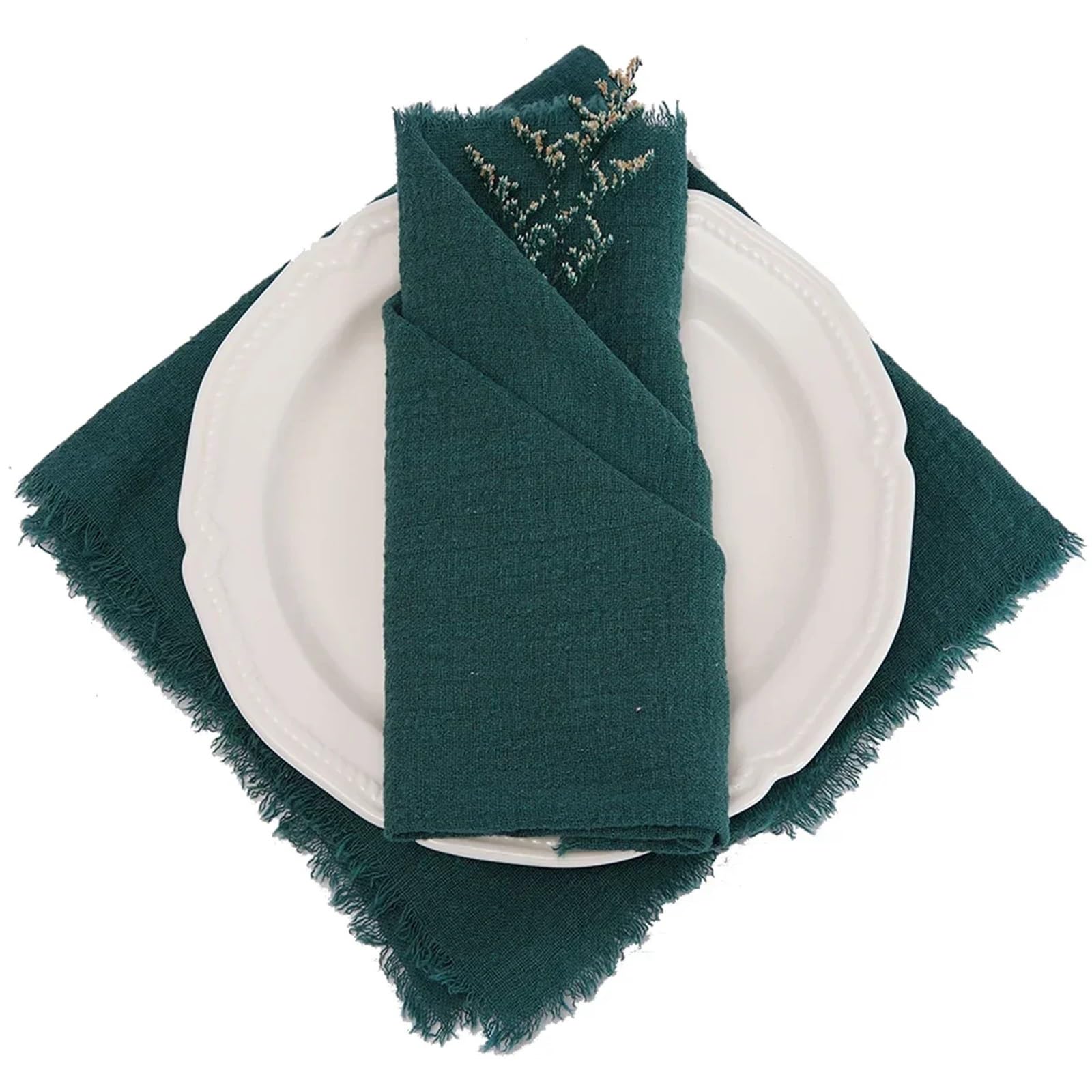 Baumwoll-Tischservietten, Grate, 50 Stück, 32 x 32 cm, Mehrfarbig, Gaze, Geschirrtuch, Hochzeitsdekoration(50pcs Dark Green)