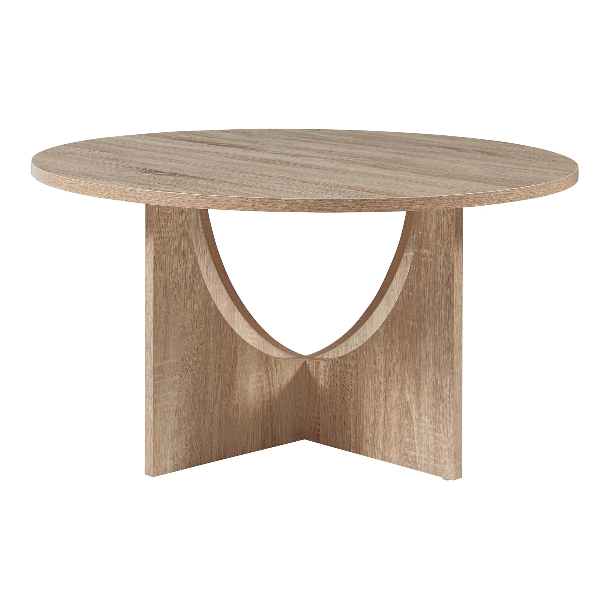 [en.casa] Mesa de Centro Rindal con Tablero Circular Mesa Auxiliar para el Salón Mesa de Café con Base Decorativa Aglomerado 80 x 41,5 cm - Efecto Roble