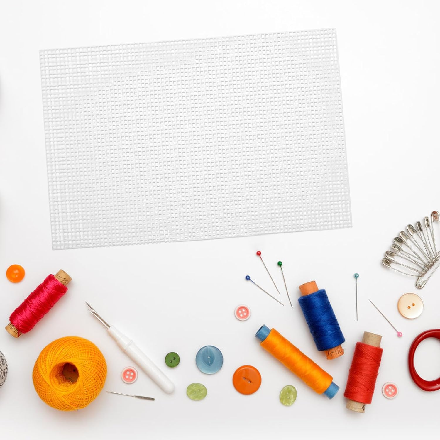 GANAZONO 5pcs Plastic Canvas Sheets for Embroidery Projects and Cross Stitching, Lightweight White Plastic Mesh with Grid Design for Versatile DIY Needlework Crafts