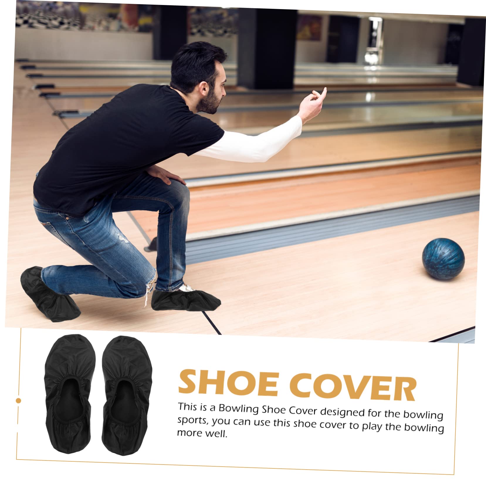 BESTonZON Protège-Chaussures de Bowling en Polyester Noir, 2 Pièces, Flexible et Antidérapant pour Faciliter Le Glissement Lors du Sport Bowling