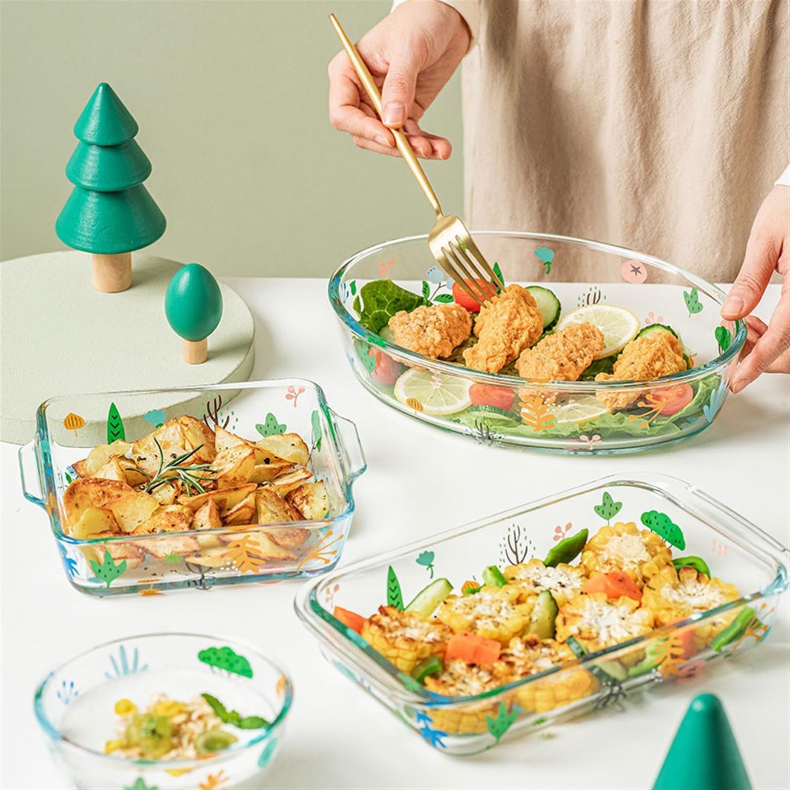 Plat de cuisson en verre, bol riz, assiette à haute teneur Borosilicate Pain(700ml)