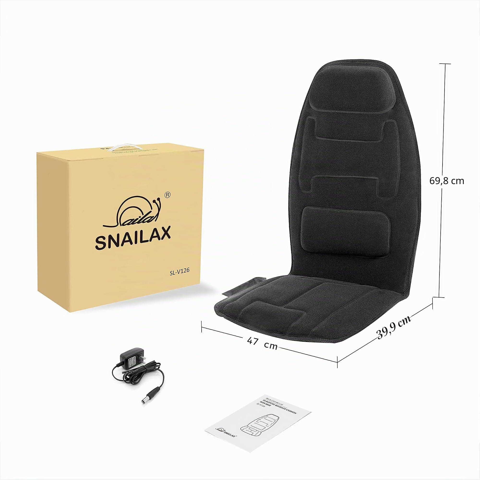 Snailax Massagegerät Sitz mit Wärme, Rückenmassagegerät mit 10 Vibrationsmotoren und einer Heizfunktion für tiefe Gewebeentlastung. Perfekt für Zuhause oder Büro, Geschenke für Frauen, Männer