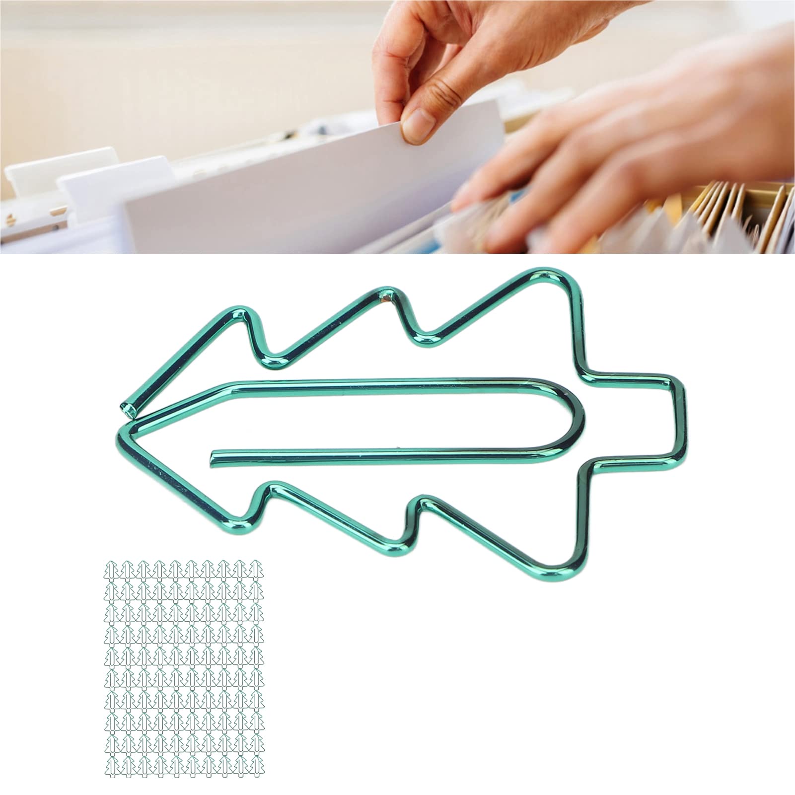 100 Stück baumförmige Büroklammern, niedliche, einzigartige Metallklammern, leichte, tragbare Metall-Büroklammer für das Schulbüro
