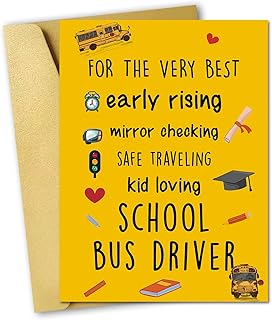 Unique School Bus Driver Thank You Card,Large Bus Driver Appreciation Cards,Thank You Card Gifts for School Bus Driver Retirement Gifts,Funny Thank You School Bus Driver Gifts