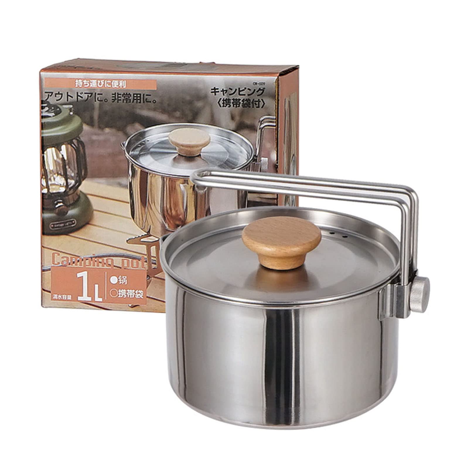 Glomora Stainless Steel Camping Kettle, Portable 1L Camping Pot with Removable Handle, Ideal for Outdoor Activities, Hiking, and Picnics