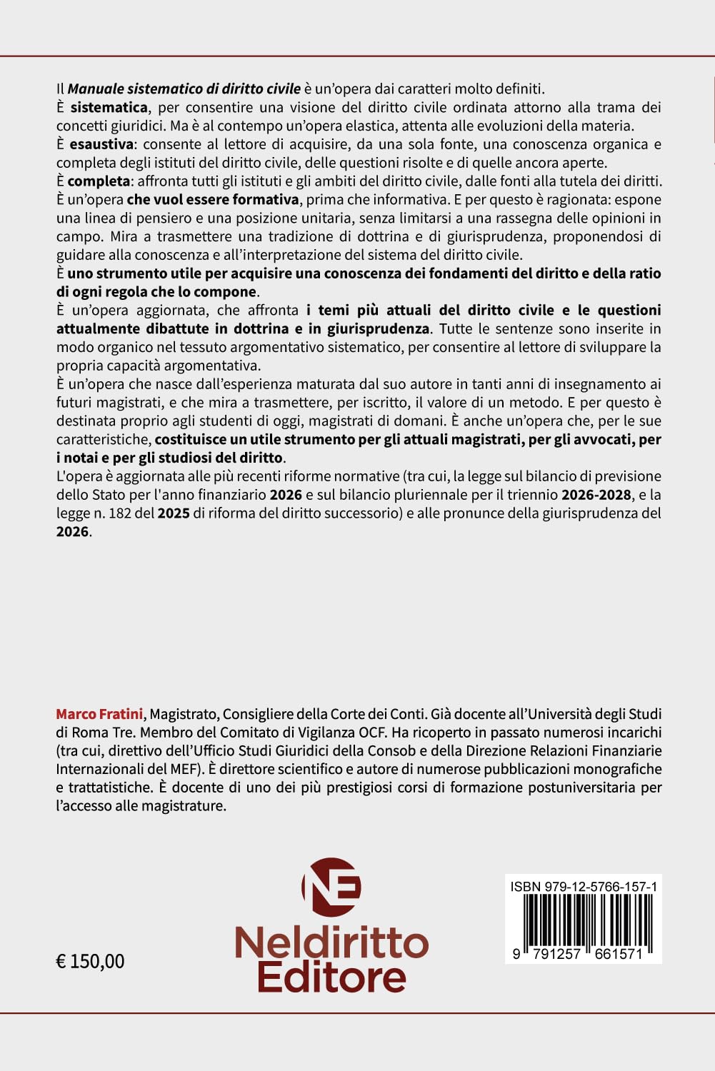 Manuale sistematico di diritto civile 2026-2027. Nuova ediz.