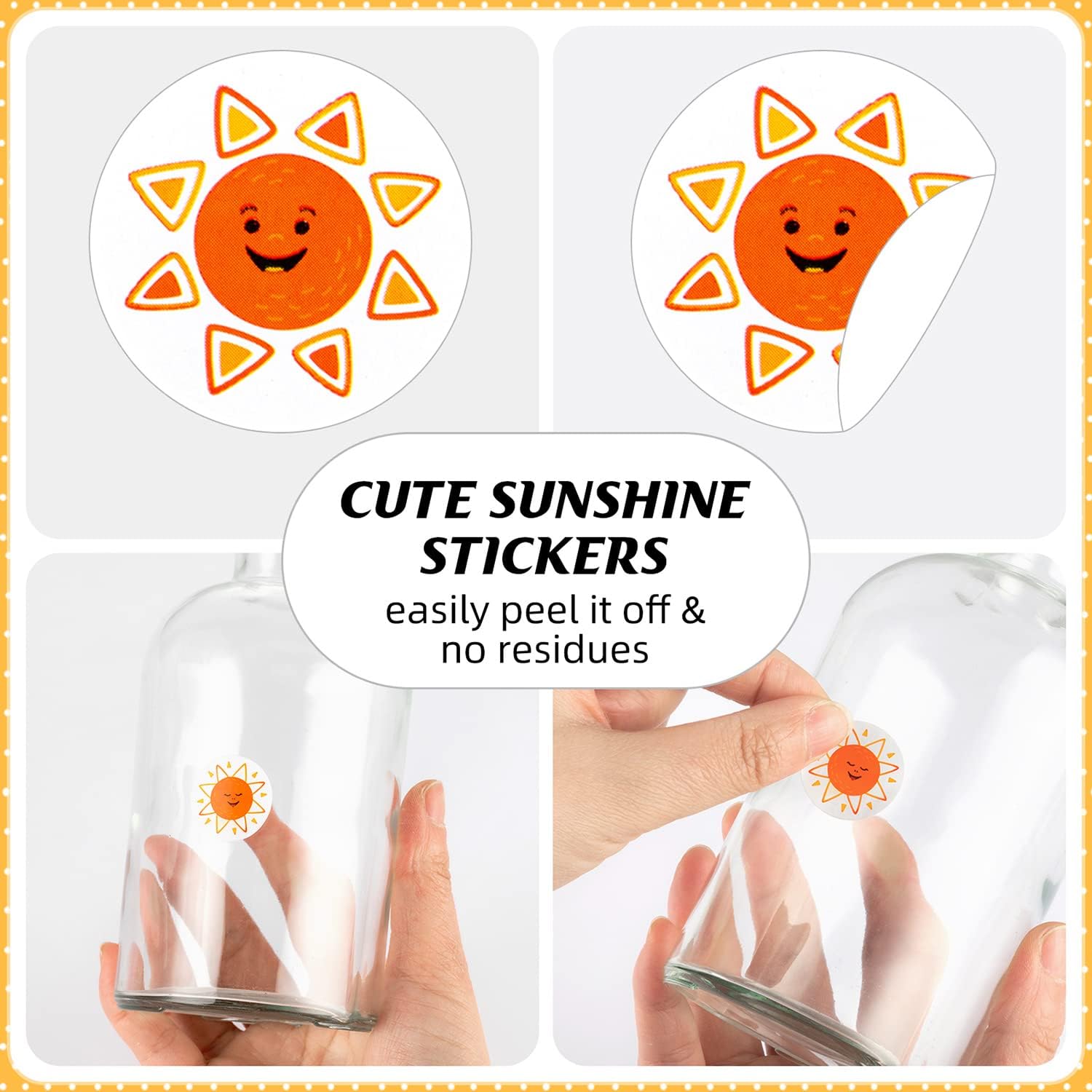 2 Rolls 1000 Pcs Sun Stickers, 1 Inch Waterproof Sunshine Stickers in 8 Cute Designs, First Trip Around The Sun Decorations for Birthday Party Favors - Image 5