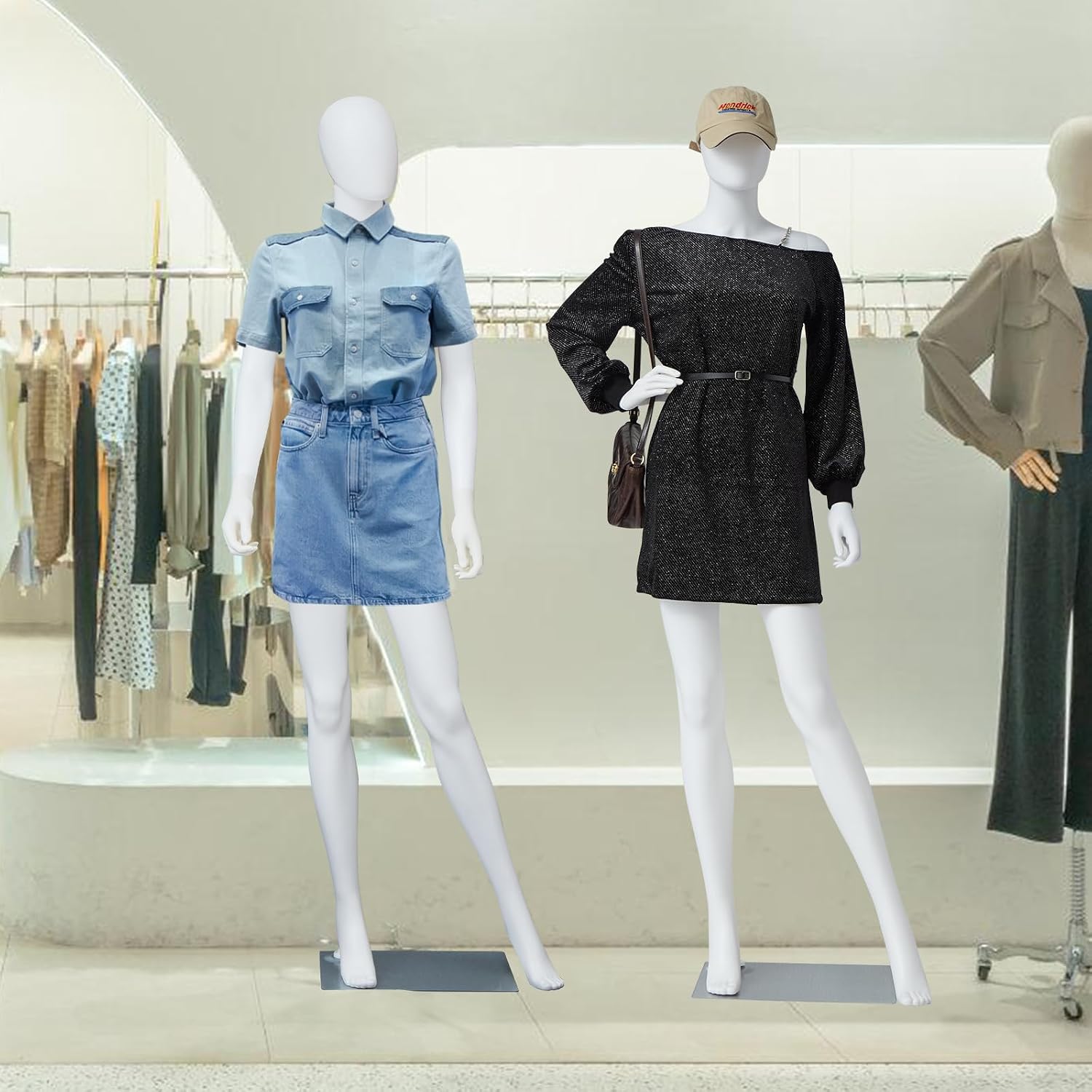 Kinfant 6Ft Female Mannequin Dress Form Display - Manikin Torso Stand Realistic Full Body Mannequin Set with Stand for Clothing Shops, Clothing Design(White)