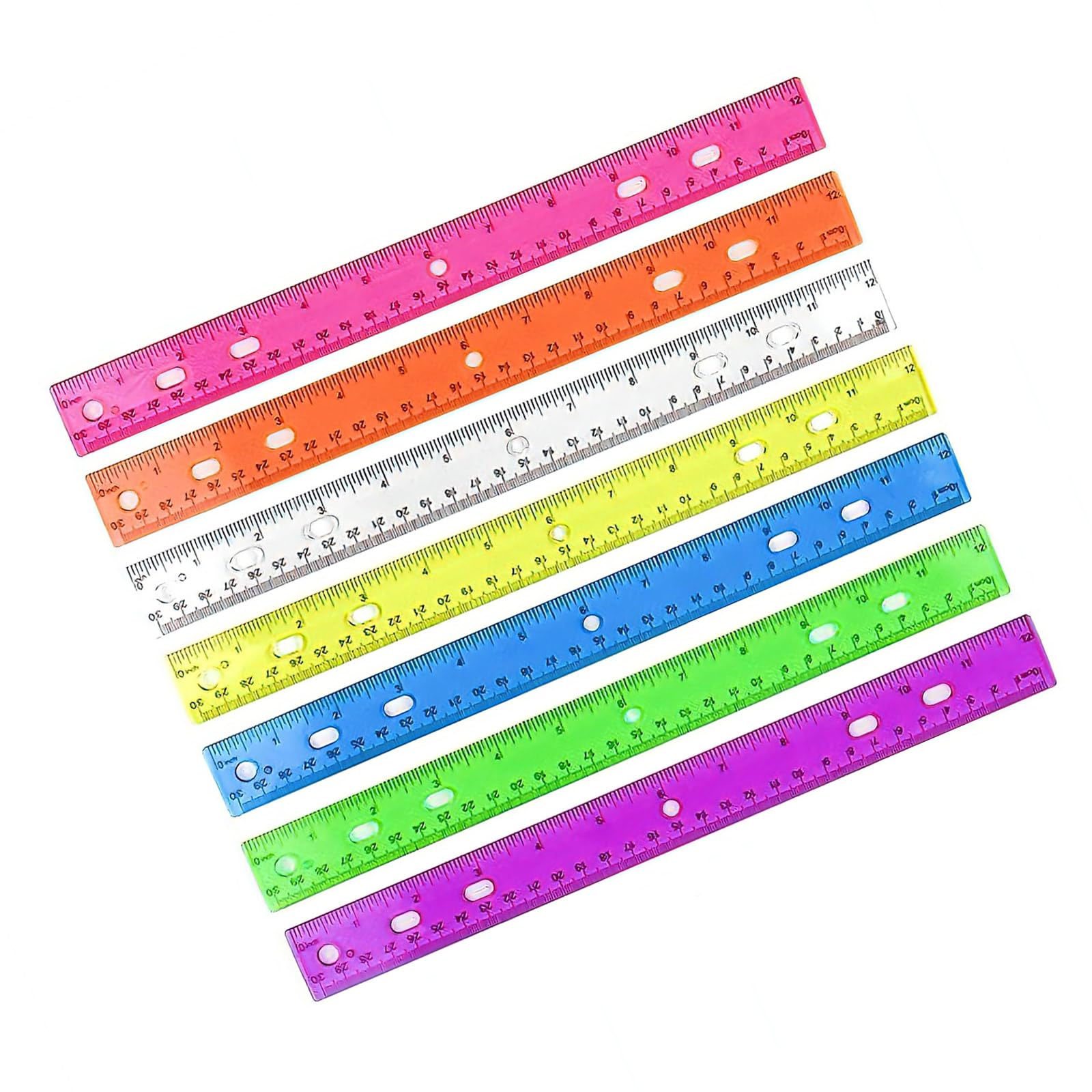 Drawing Ruler 12Inch Clear Colorful Rulers with Inches Centimeters Scale Math Measuring Ruler for Drawing Drafting Measuring Tool