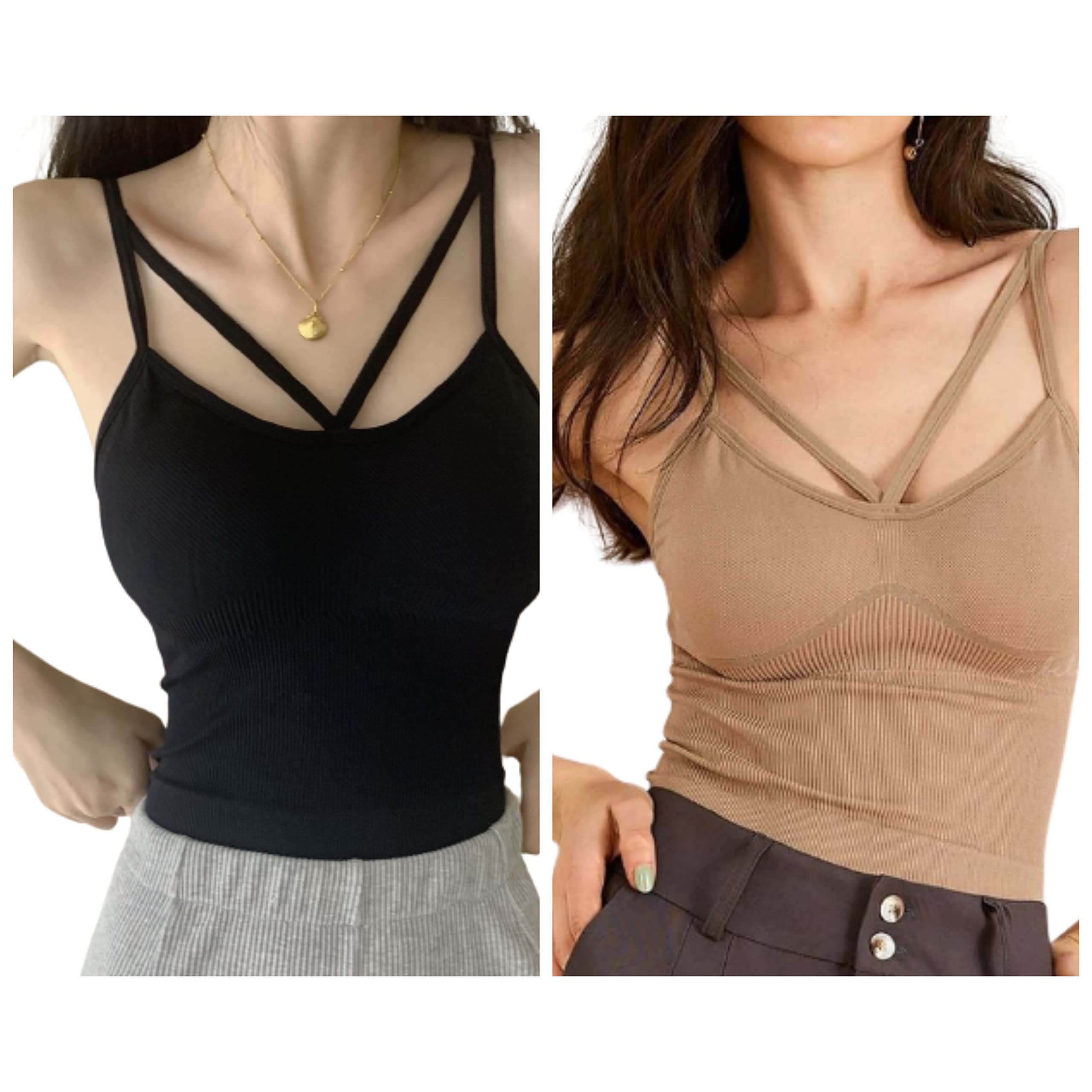 DAVINA FASHIONS Front Criss Cross v Neck Crop Tank top for Girl's