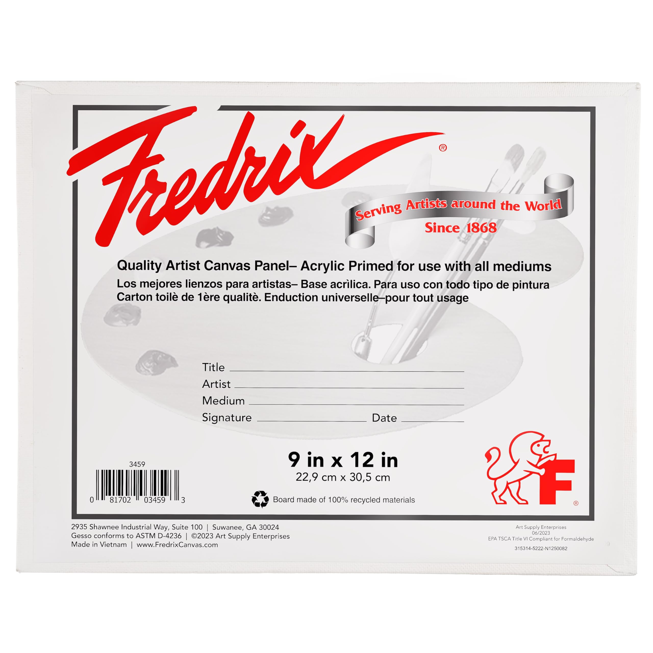 FREDRIX Artist Series Primed Canvas Panels, Individually Wrapped, 9