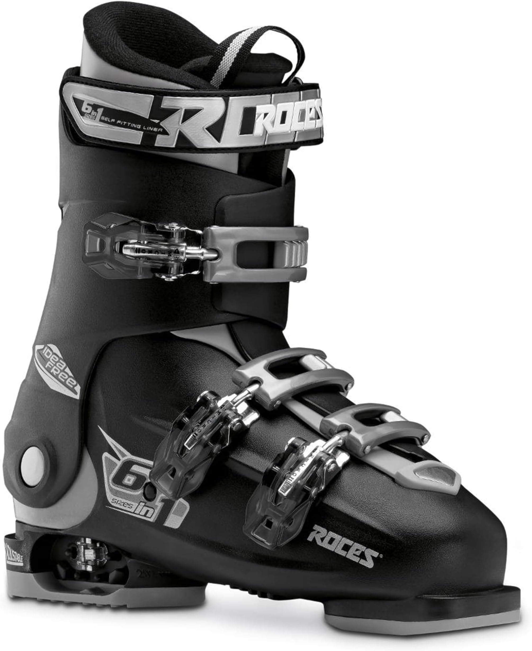 Roces Idea Up Adjustable Ski Boots Black-Silver Size 22.5-25.5