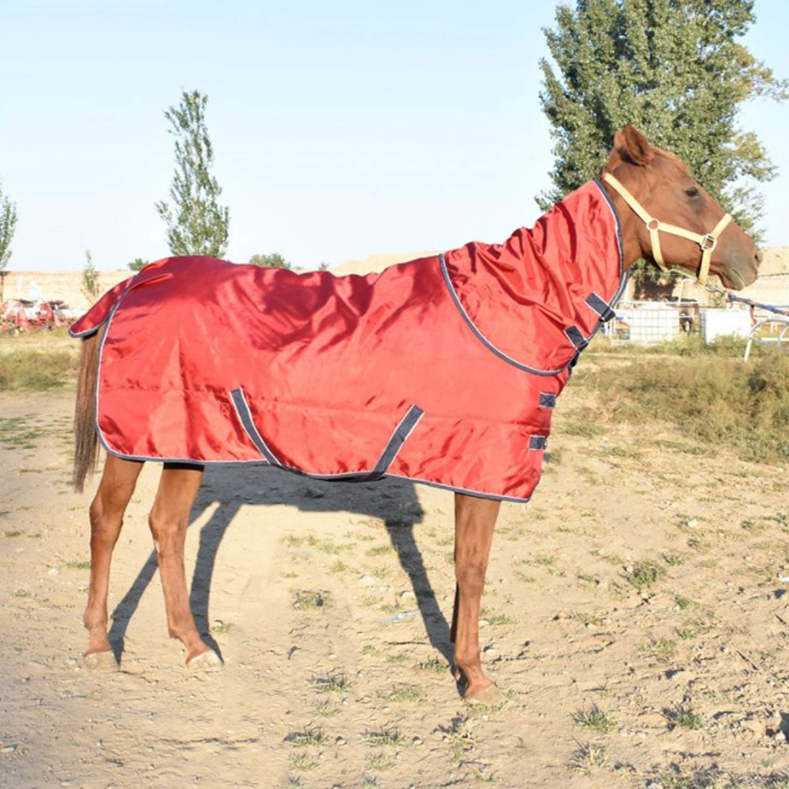 Coperta invernale per cavalli, impermeabile, per esterni, morbida, invernale, con cavallo (rosso, 140 cm)