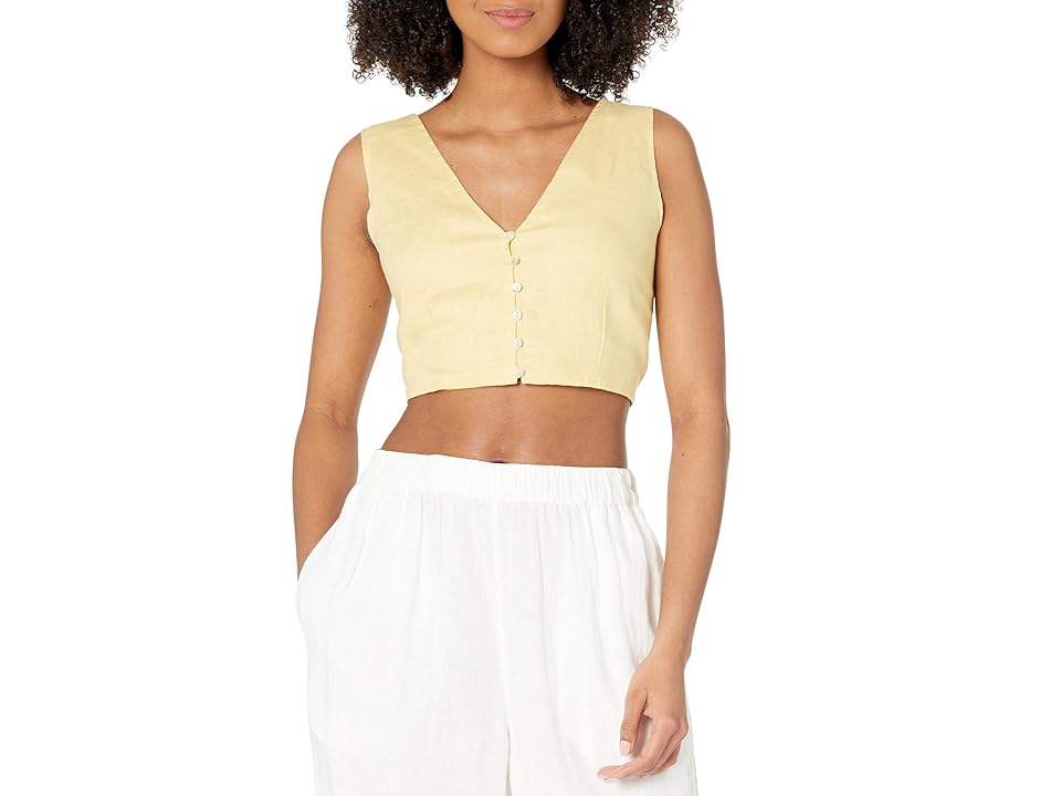 Madewell Clare Top - Coloriche Linen (Light Straw) Women's Blouse INTERNATIONAL SHIPPING