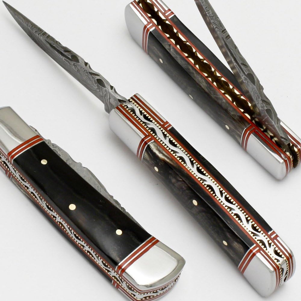 Damascus Steel Blade Folding Knife Custom Made By Brett Martin (1 of 1): Intk-03