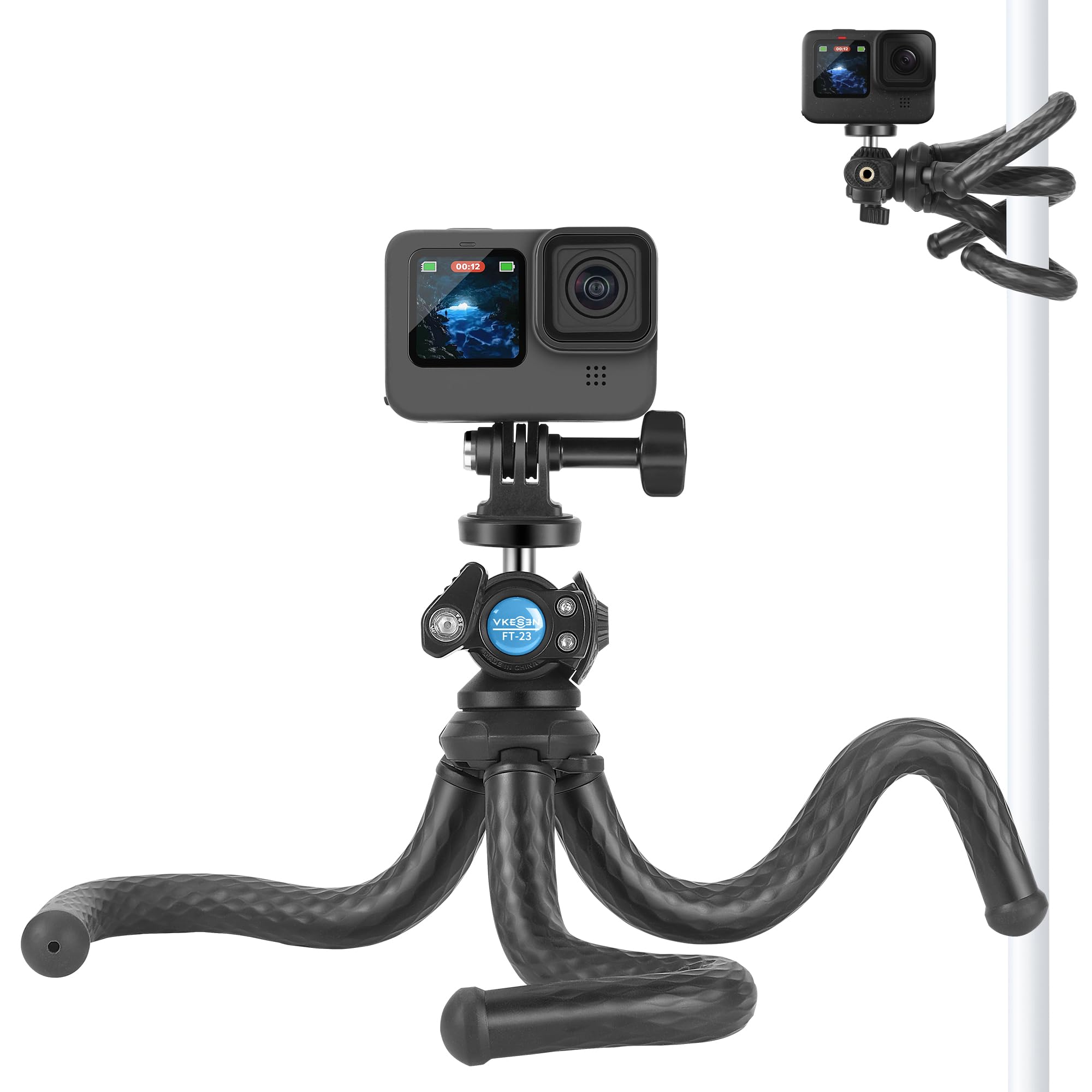 Suptig Handyhalterung Für Stativ | 360° Drehbar | Mit Kaltschuh Für Mikrofon & Licht