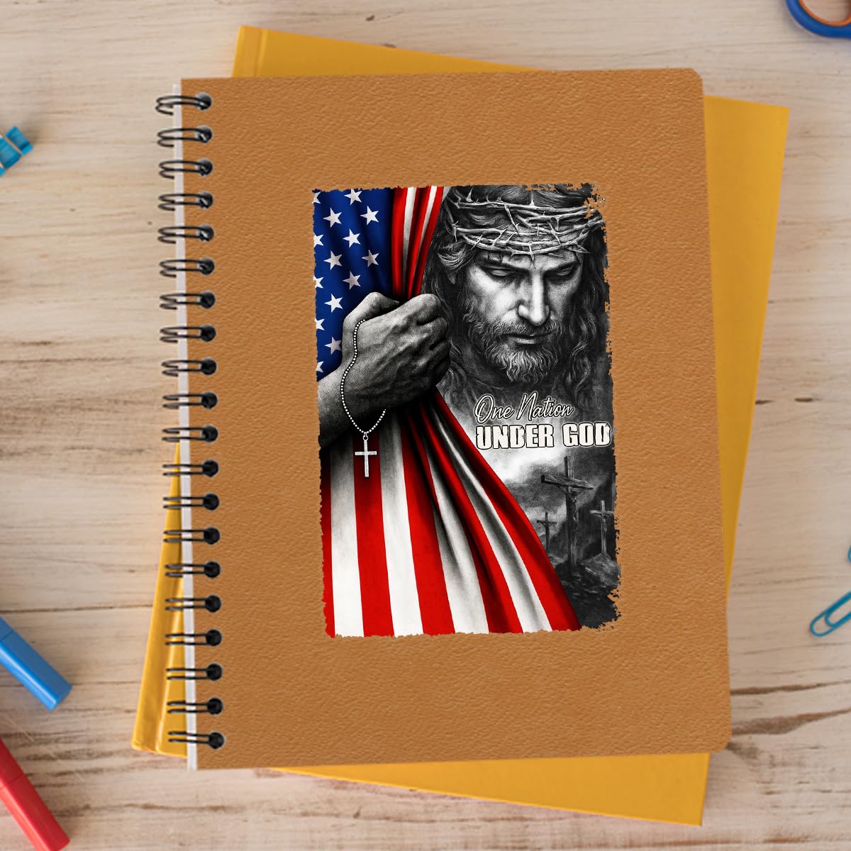 Naklejka samochodowa Premium One Nation Under God Jesus amerykańska flaga – chrześcijańska patriotyczna winylowa naklejka na okno, religijny Jezus naklejka na samochód ciężarowy SUV na tylną szybę