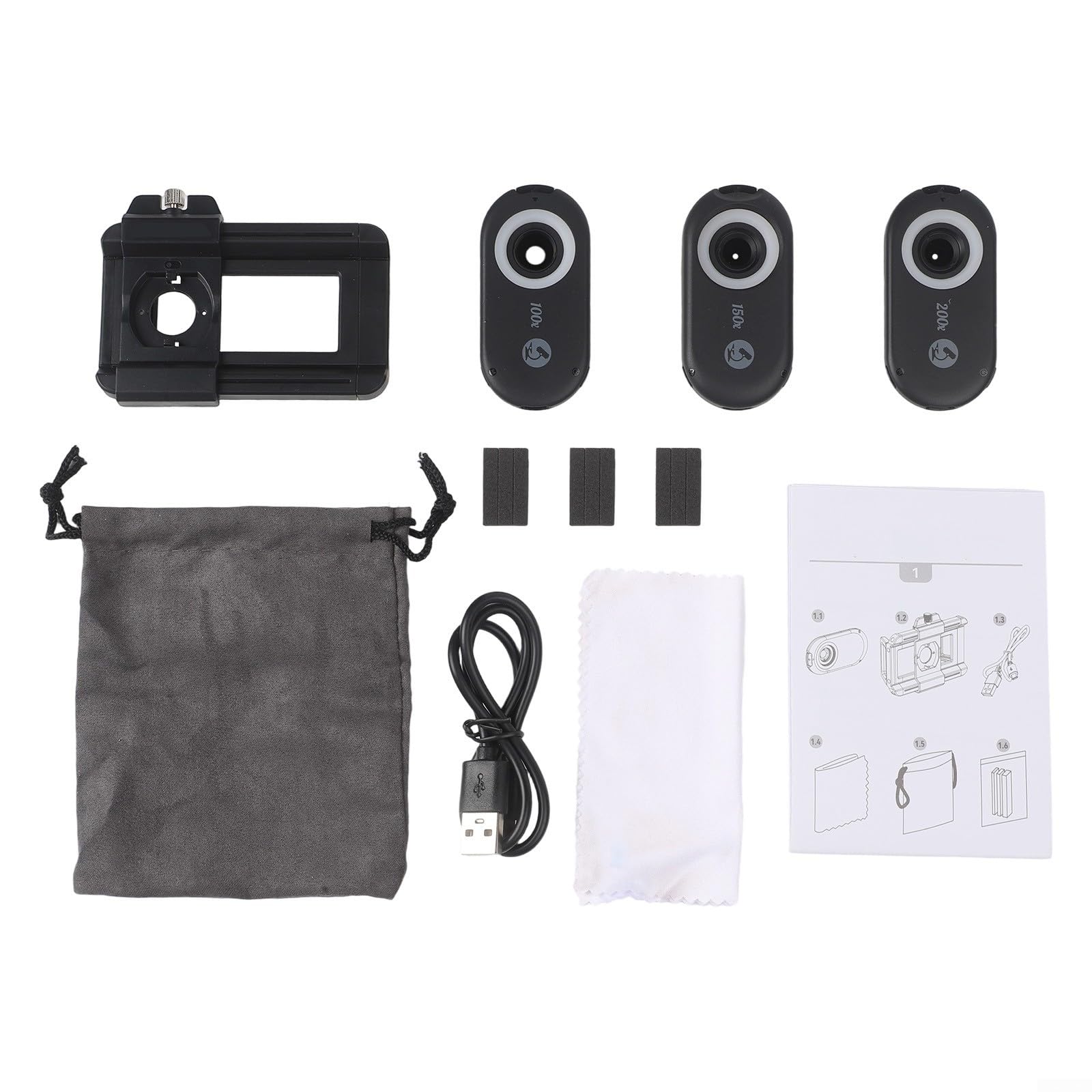 Microscopio de pH móvil 200x con luz UV LED, lente de clip de aluminio para inspección de reliquias de joyería, lupa portátil