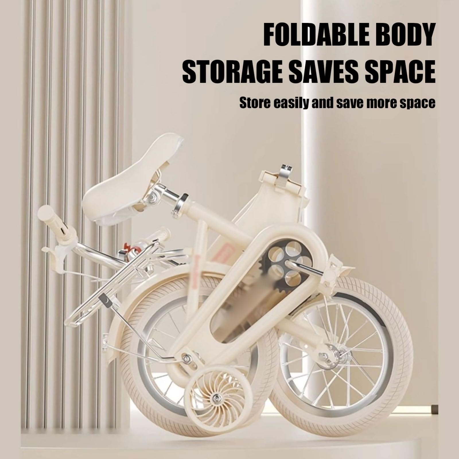 Bicicleta Plegable para Niños De 3 A 12 Años con Frenos Dobles Delanteros Y Traseros Y Amortiguación, De 12, 14, 16, 18 Y 20 Pulgadas, con Ruedines