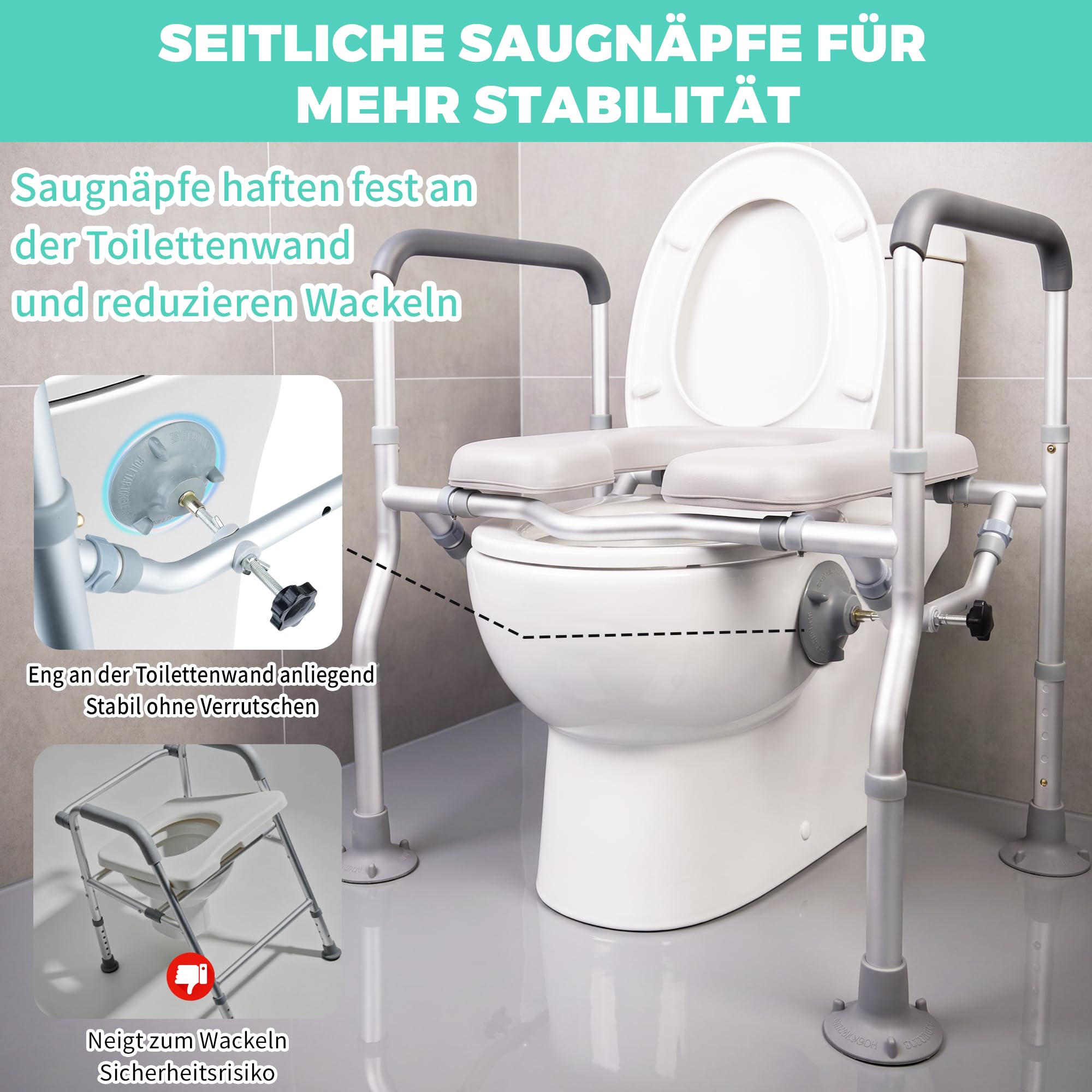 Rialzo per sedile WC con braccioli