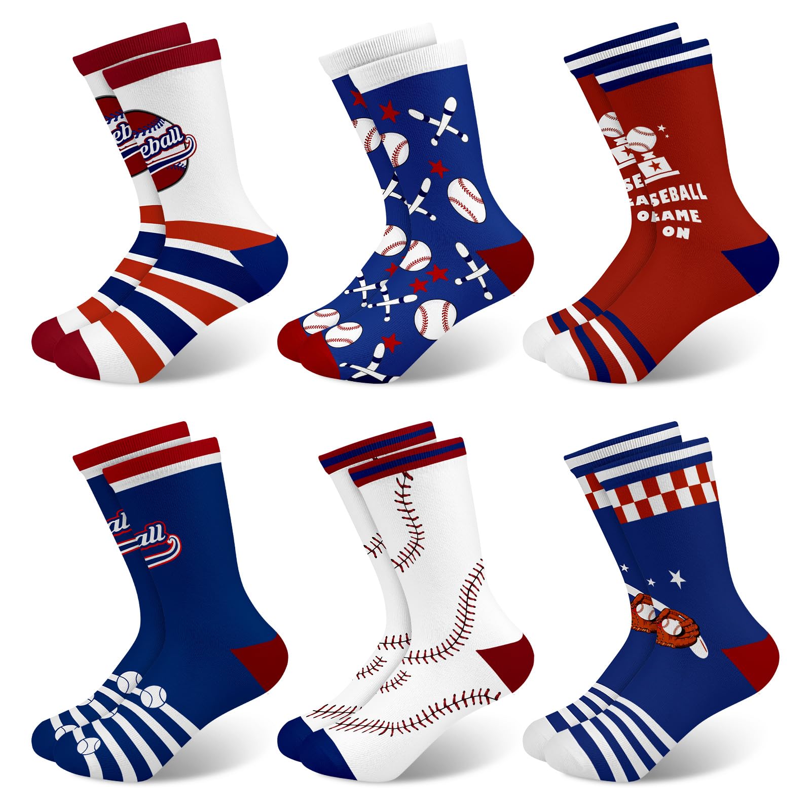 Queenshin Kids Boys Socks Space Rocket Game Pirate Basketball Dinosaur Racing Car Funny Socks Novelty Birthday Gifts 6 Pairs