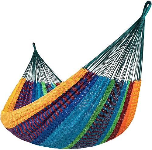 Lazy Daze Hammocks Hamaca maya tejida a mano, hamaca doble de cuerda suave de 10.5 pies, hamaca portátil para exteriores con bolsa de transporte, 2