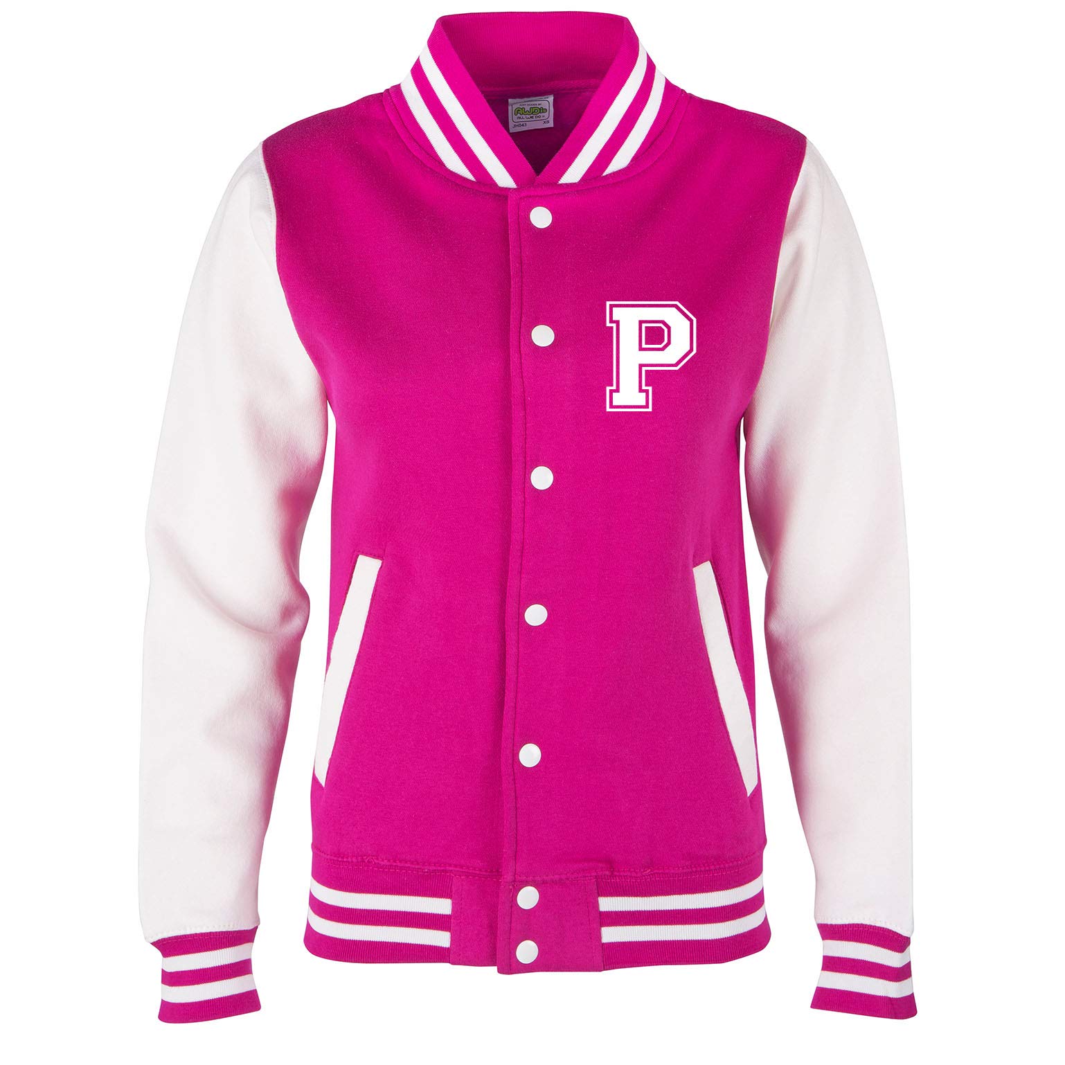 EZYshirt® Gepersonaliseerd Collegejack voor kinderen, jongens en meisjes, baseballjack, zwart, XS, 152