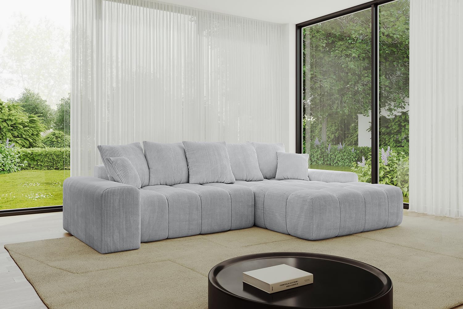 ALTDECOR Ecksofa mit Schlaffunktion L-Form ENSI-L 267x164x69 - Grau