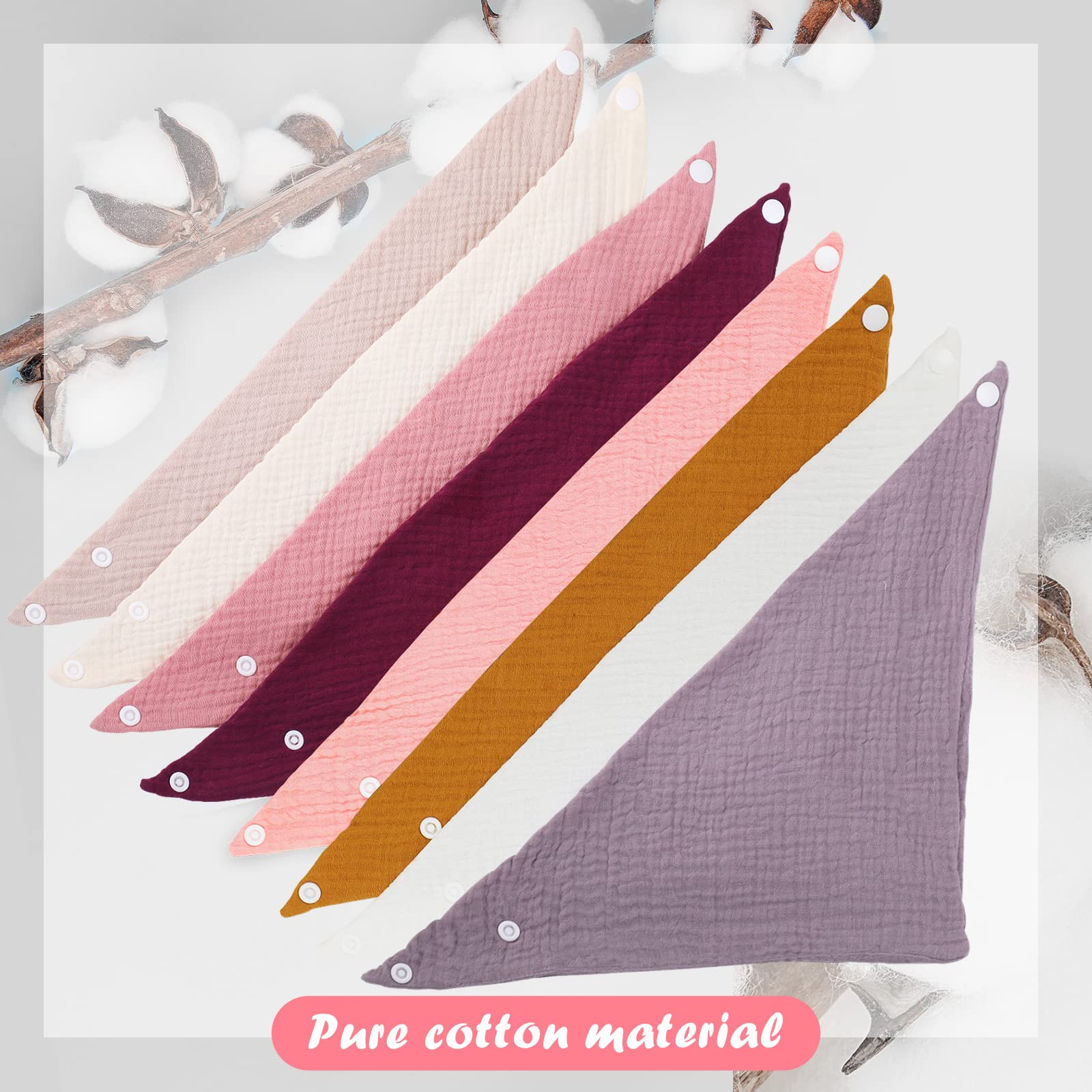 Bavaglino Bandana Cotone 8 Pezzi 2 Bottoni Super Assorbenti