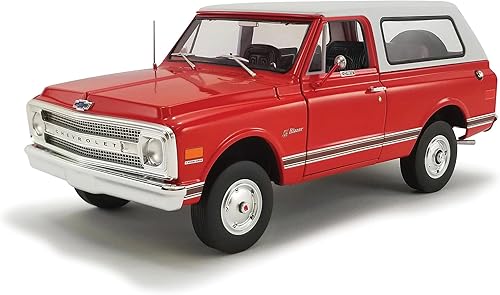 1969 Chevy K5 Blazer Naranja Rojo con Parte Superior Blanca Edición Limitada a 1452 Piezas en Todo el Mundo 118 Modelo Fundido a Presión de Coche