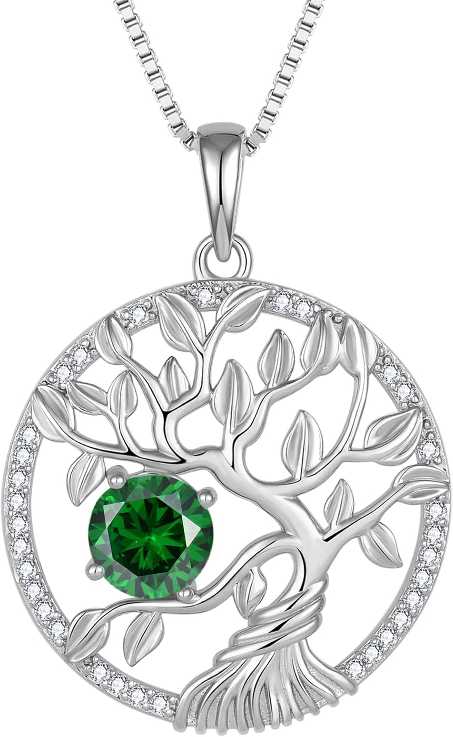 Tree of Life Necklace 925 Sterling Silver Family Tree Pendant Birthstone Jewelry Gi...