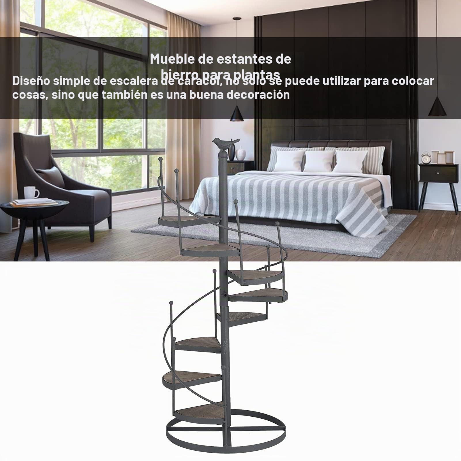 Ejoyous Soporte para Flores y Plantas de Metal Estilo Europeo - Estante con Escalera de Caracol