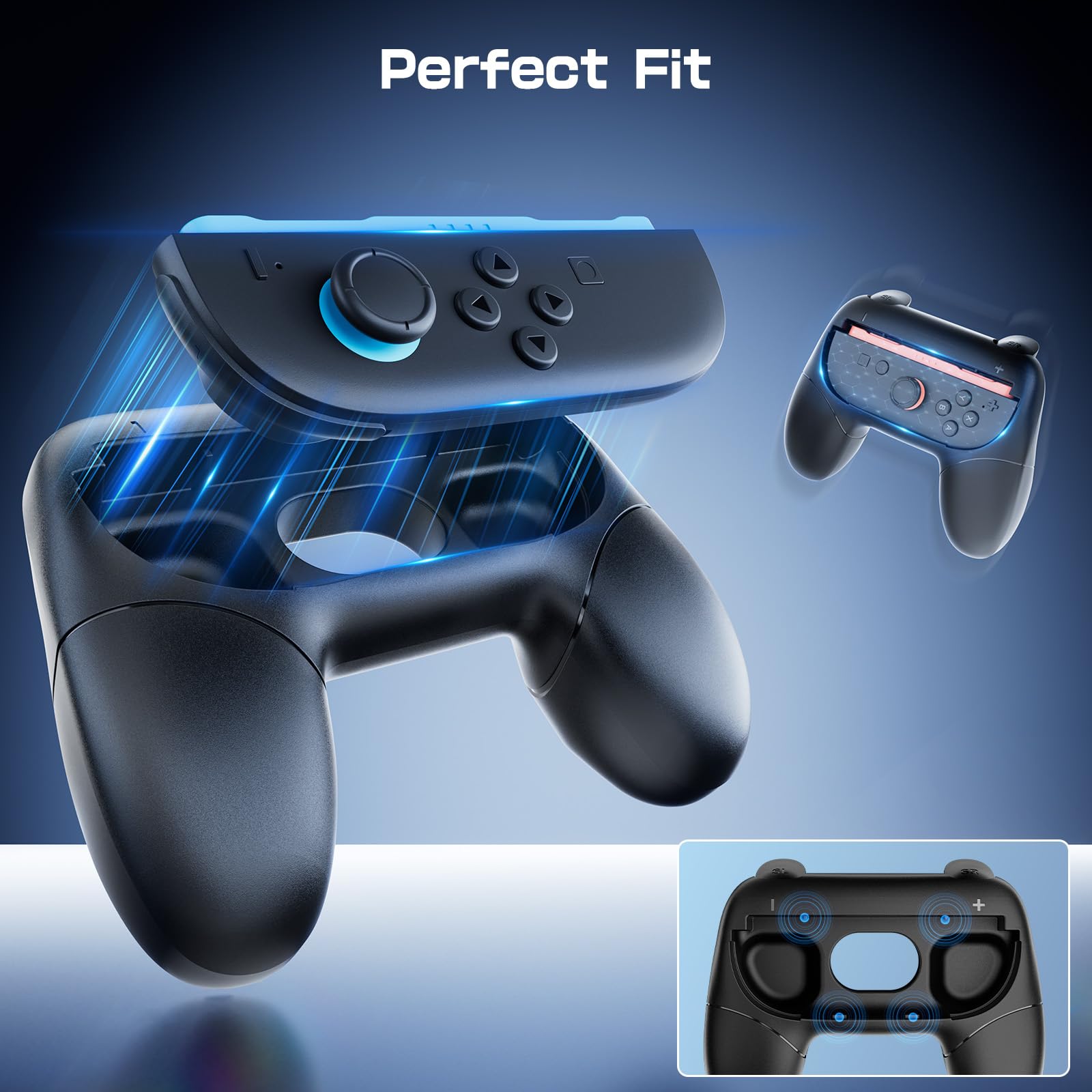 HEYSTOP [42 Pezzi] Grip per Nintendo Switch 2 Joycon,Set di Cover per JoyCon Comfort Grip 3 in 1,Accessori per Controller di Gioco Perfetti per Giochi di Corse Gioco Compatibile con Nintendo Switch 2