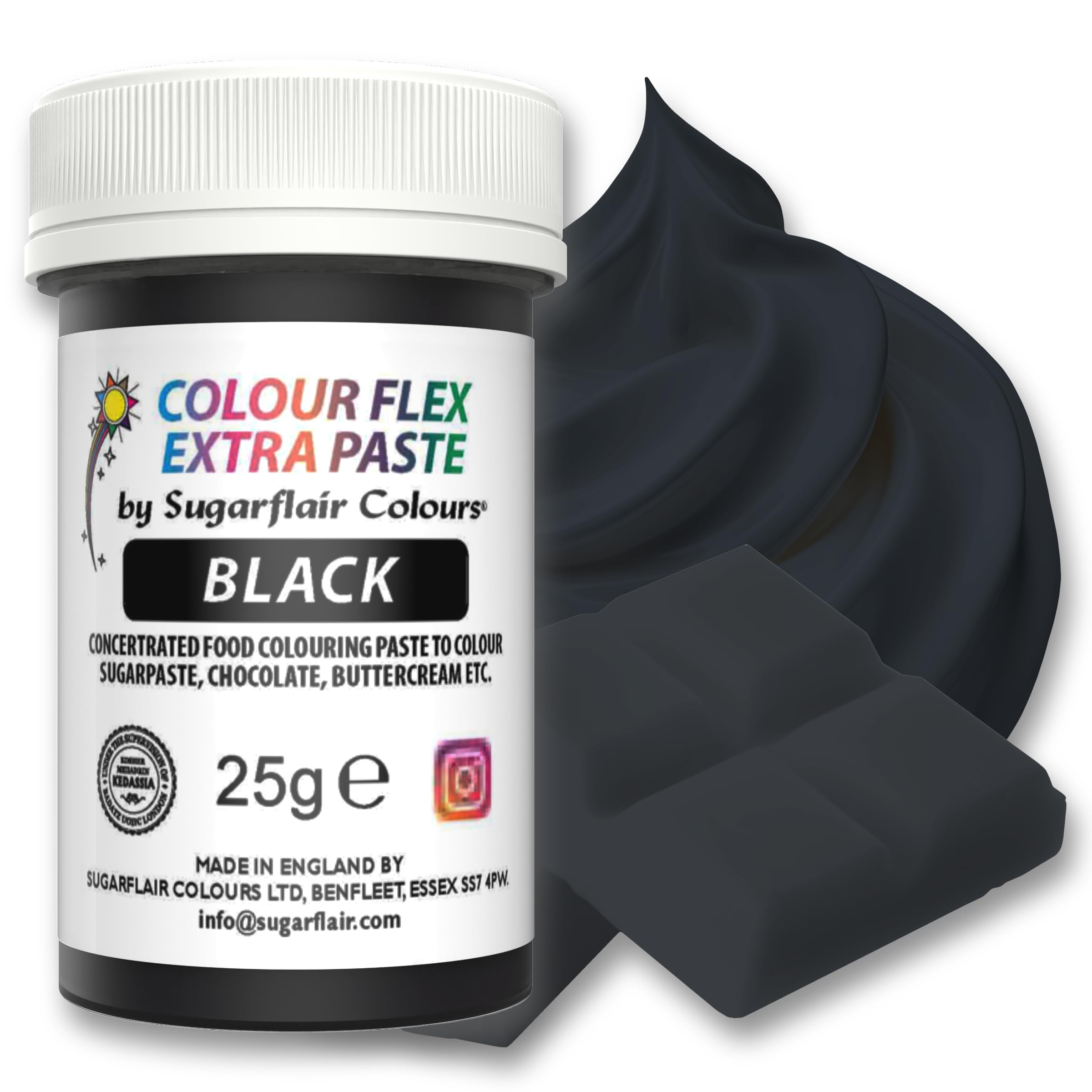 Colour Flex Food Colouring Paste Black - Extra Concentrated, Vibrant Food Colouring For Buttercream, Chocolate, Sugar Paste, Icing, Fondant, Royal Icing, Cake Decorations and More - 25g