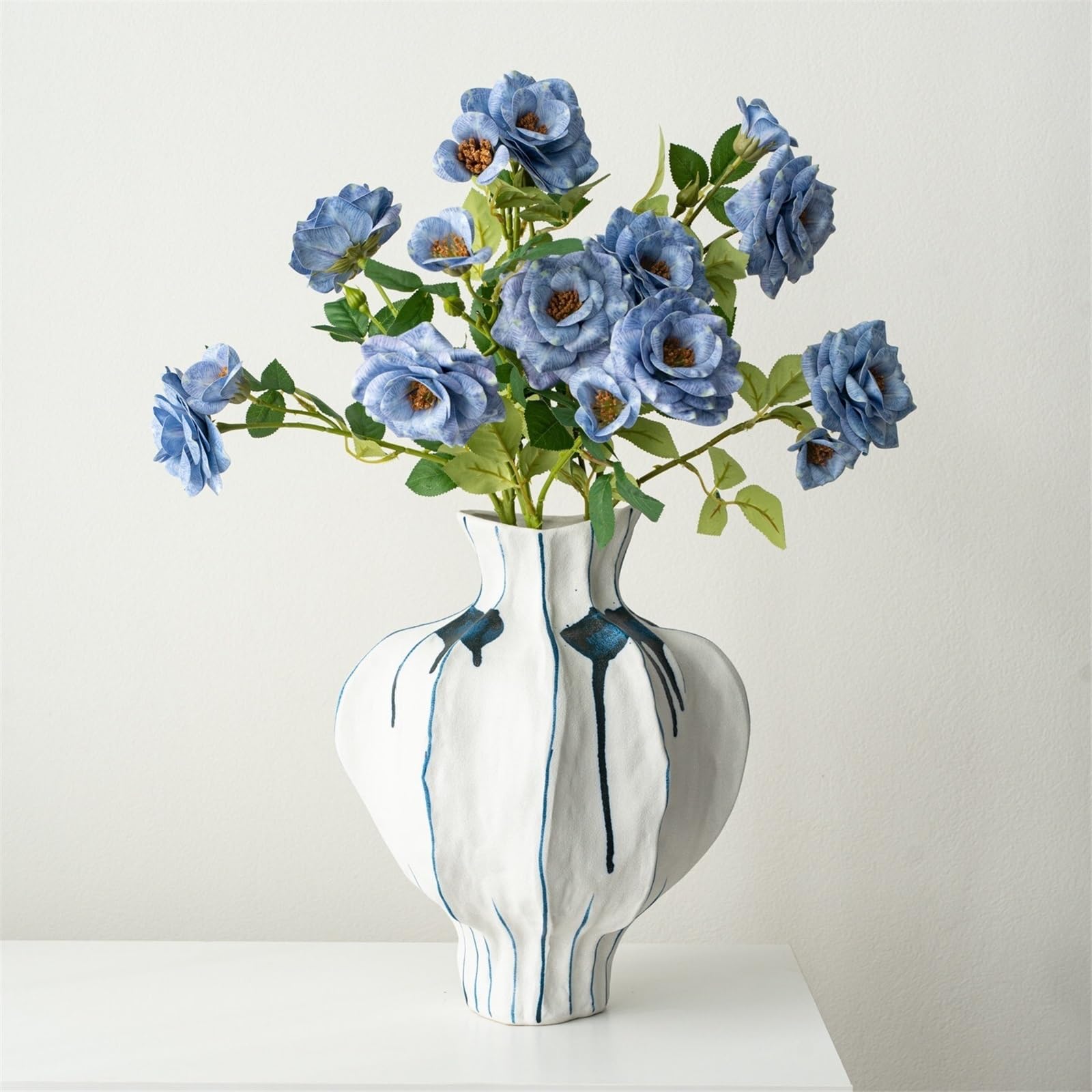 Vasen Abstrakte Keramikvasen mit Tinte, Moderne, facettierte dekorative Vase for Wohnzimmer, Schlafzimmer, Büro(Mittel)