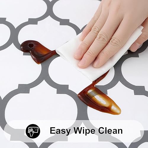 Miniatura 190 de Smiry - Mantel redondo de vinilo ajustable con bordes elásticos y parte trasera de franela, mantel de vinilo impermeable, lavable, diseño enrejado