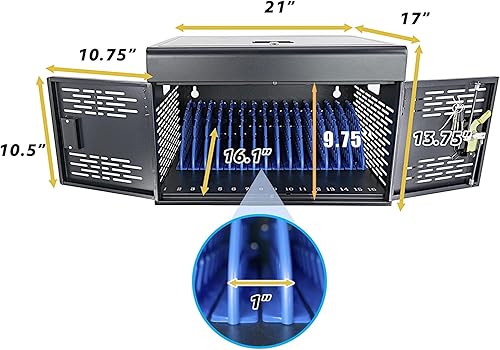 Miniatura 6 de POCHAR Gabinete de carga de 16 unidades para computadoras portátiles y tabletas, caja de almacenamiento con bloqueo para laptop con gestión de