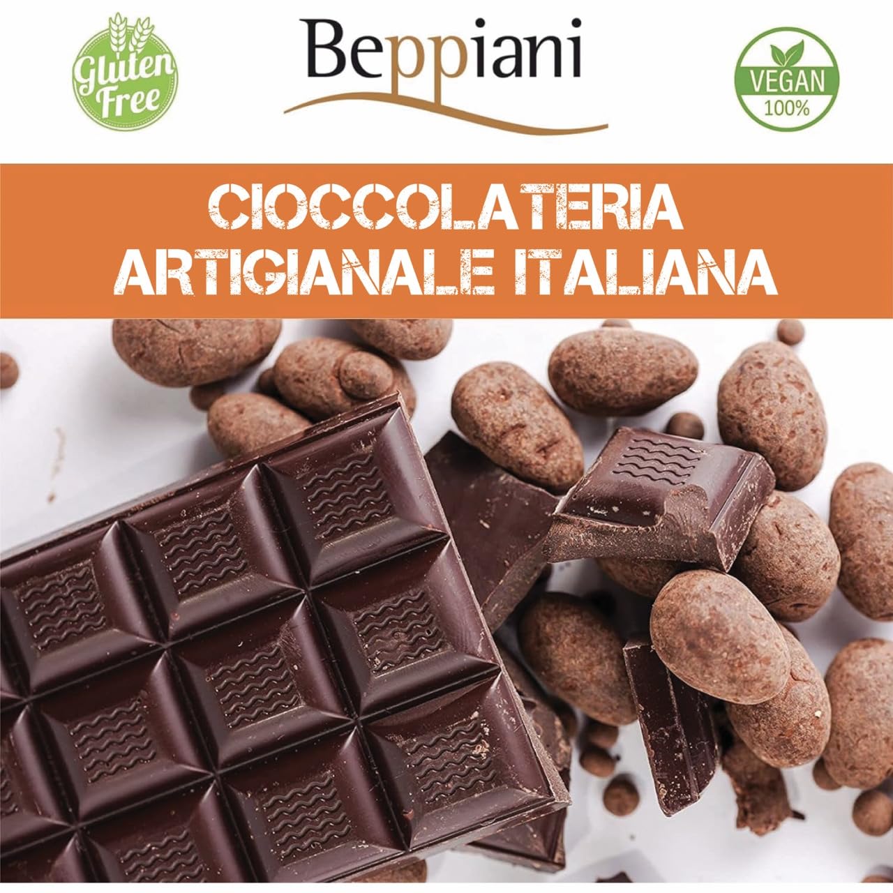 Beppiani 100% Pâte de Cacao, Chocolat Artisanal, vegan, sans sucre, riche en antioxydants, pour une alimentation équilibrée - Ensemble Made in Italy (10)