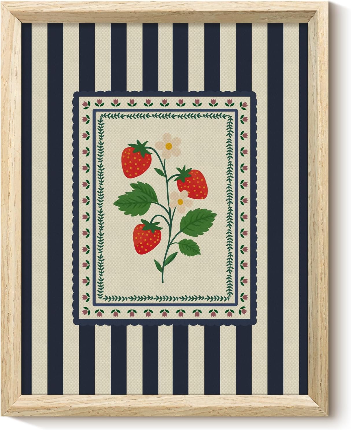VIYYIEA Vintage Strawberry Botanical Wooden Framed Wall Art, Rustic Cottagecore …